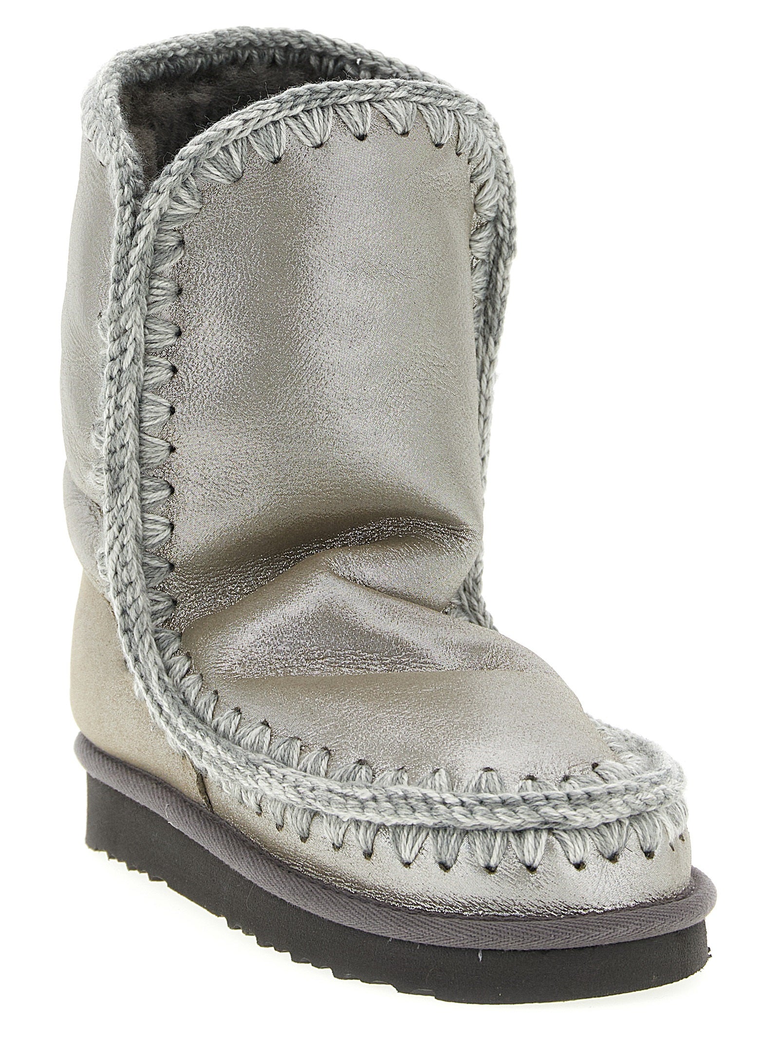 Mou Silver Lambskin Ankle Women's Boots