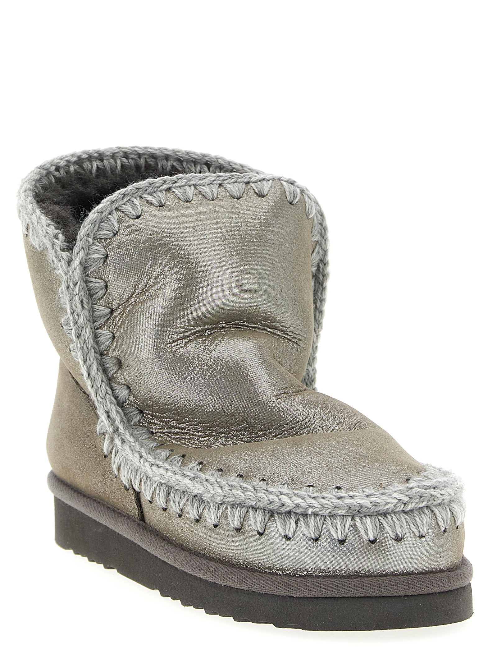 Mou Silver Lambskin Ankle Women's Boots