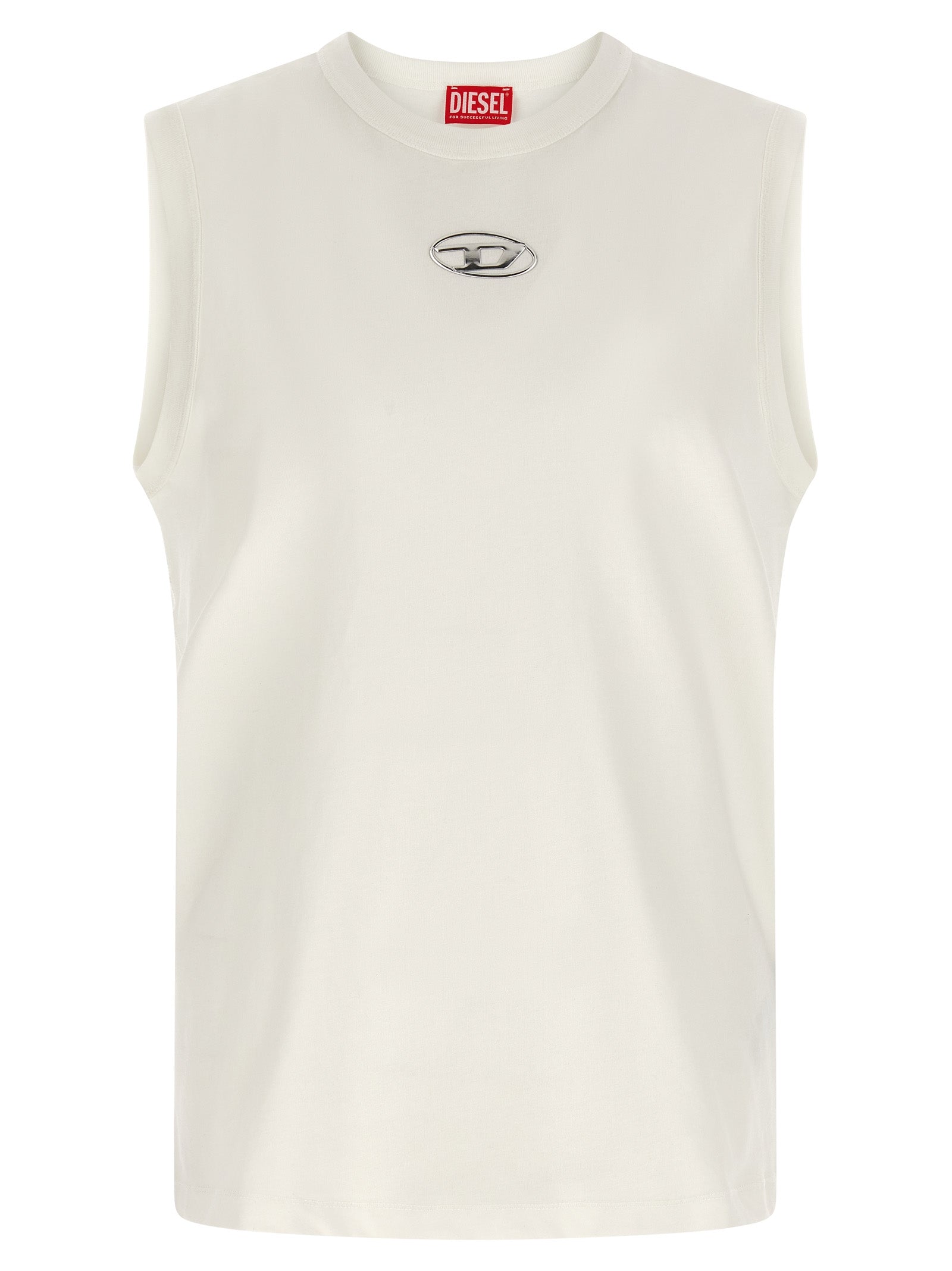Diesel White Cotton Sleeveles Men's T-Shirt