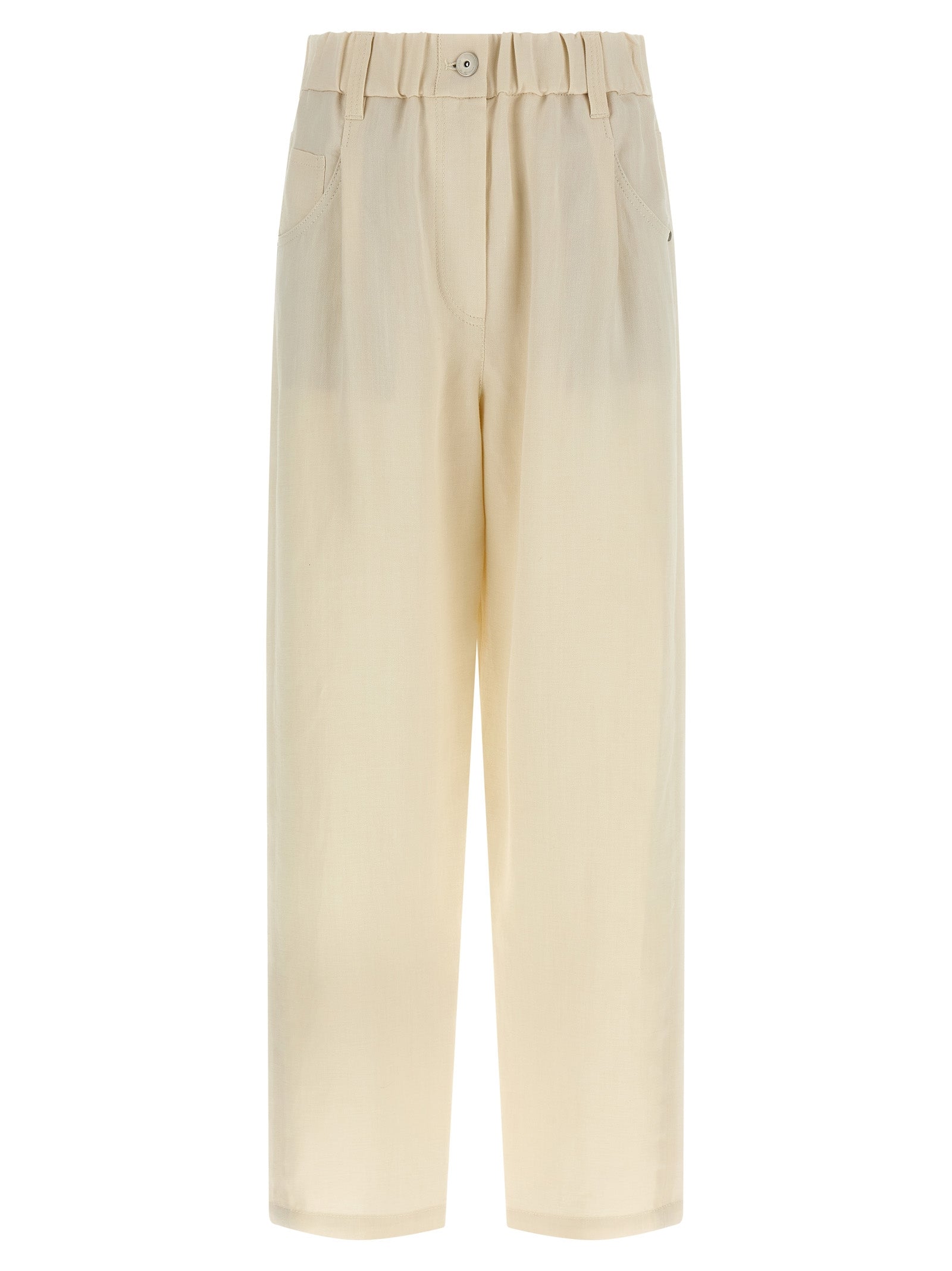 Brunello Cucinelli White Viscose Casual Women's Pants