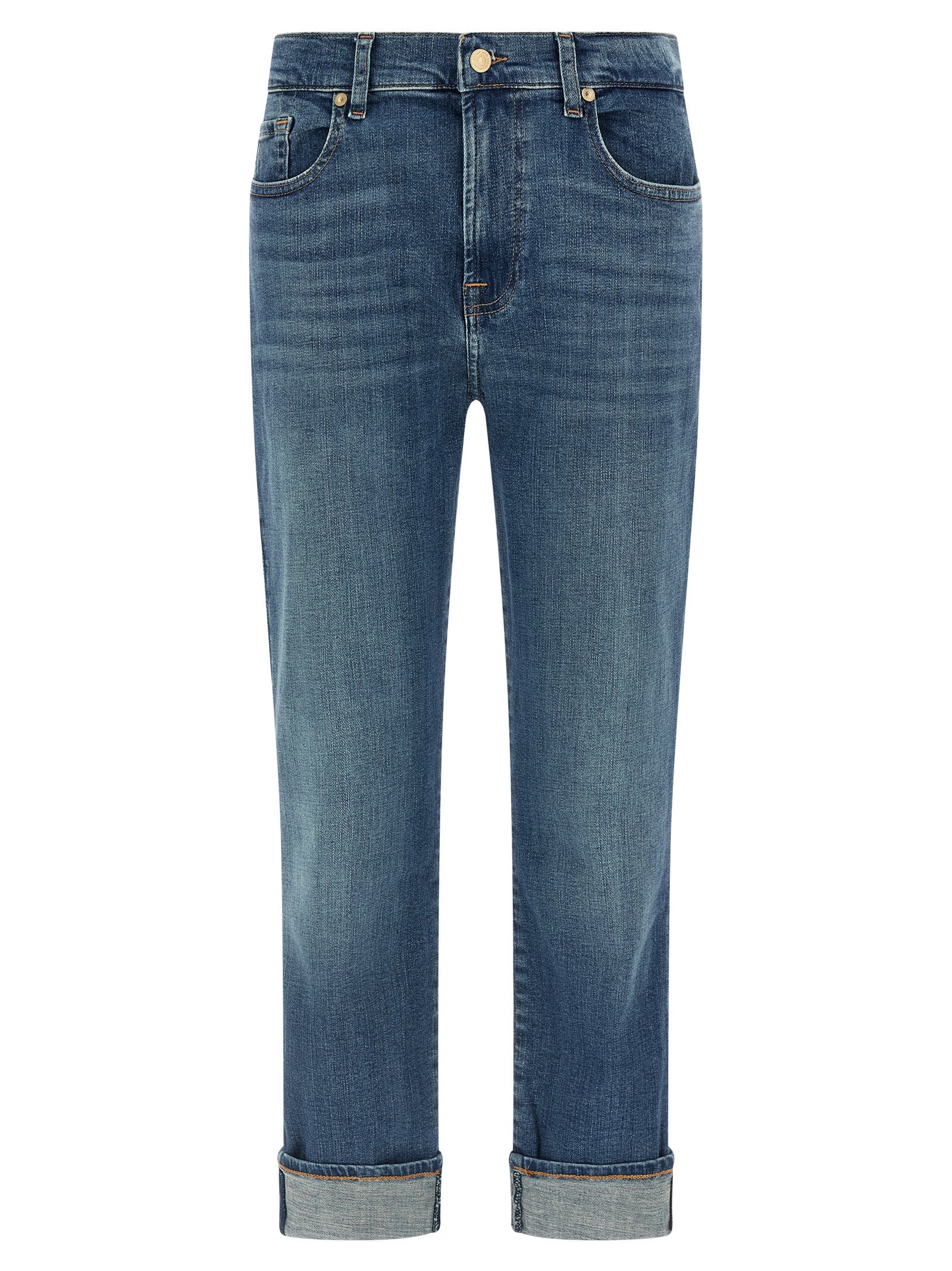 7 For All Mankind Blue Cotton Relaxed Fit Women's Jeans