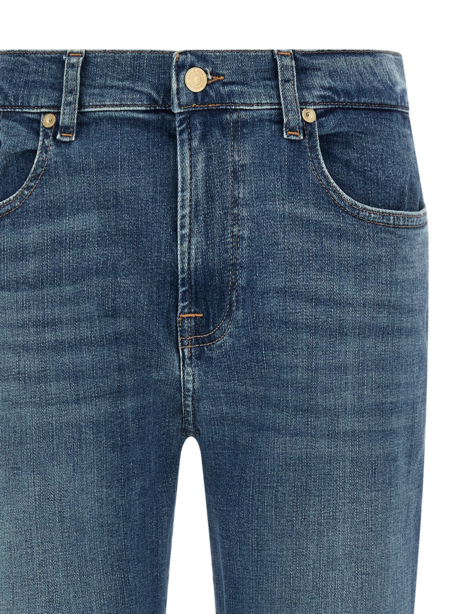7 For All Mankind Blue Cotton Relaxed Fit Women's Jeans