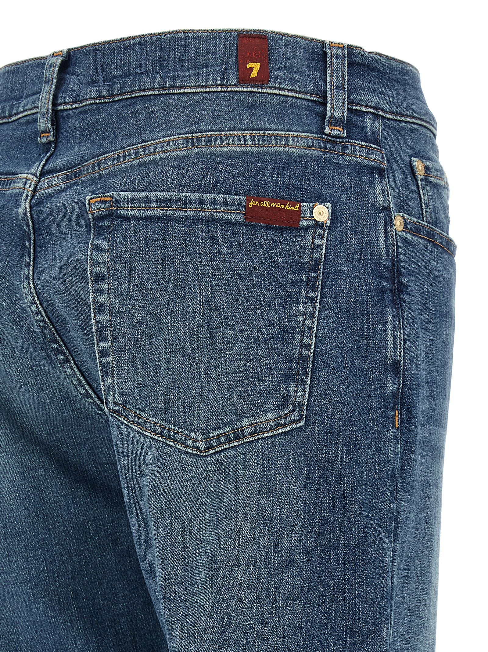 7 For All Mankind Blue Cotton Relaxed Fit Women's Jeans