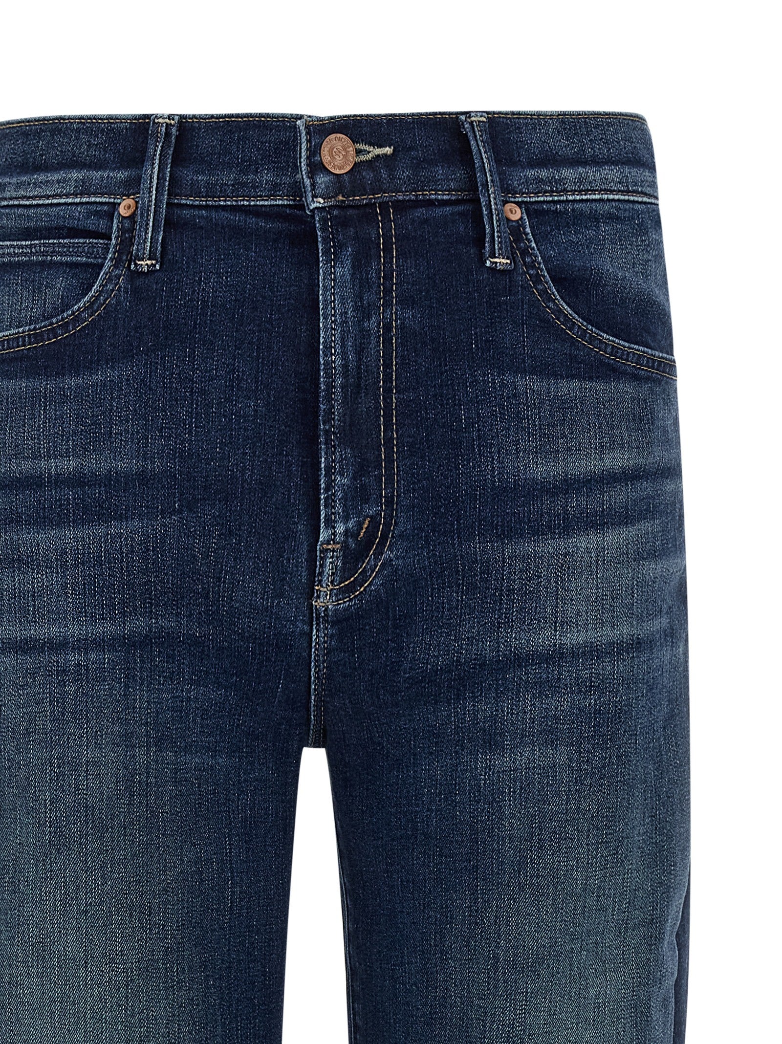 Mother Denim Blue Cotton Straight-Leg Women's Jeans