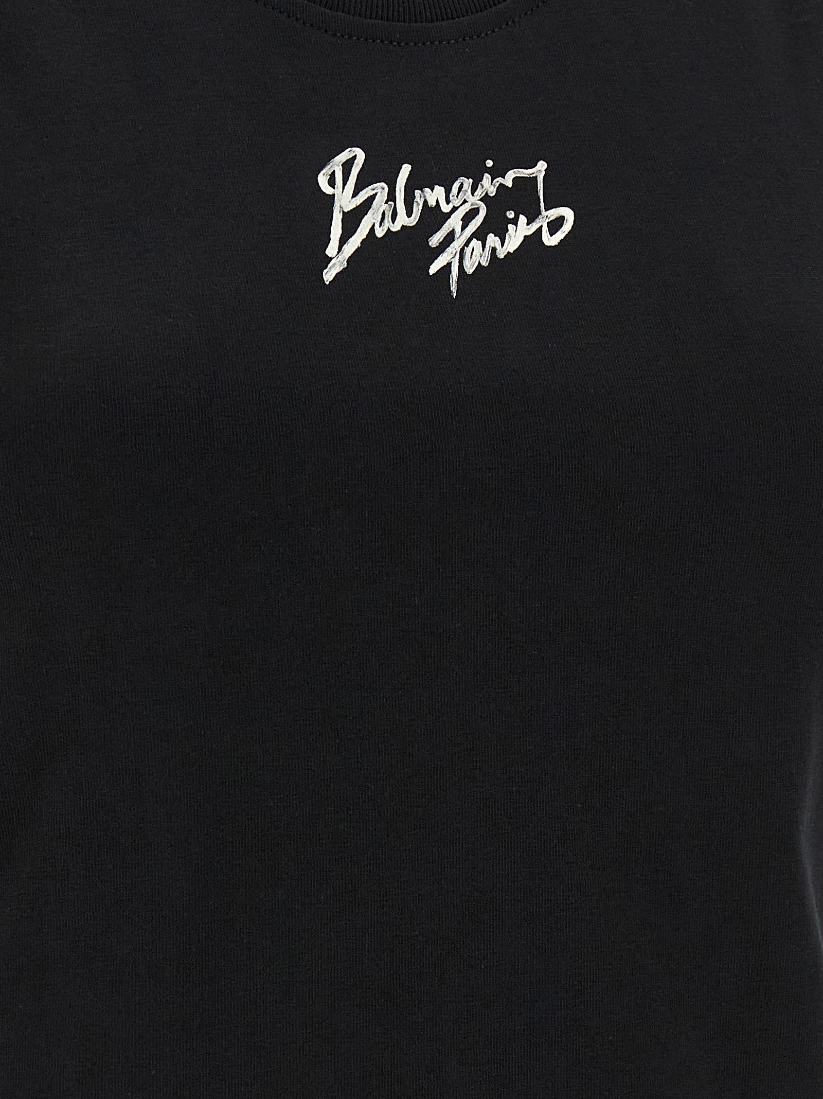 Balmain Black Cotton Sleeveles Women's T-Shirt