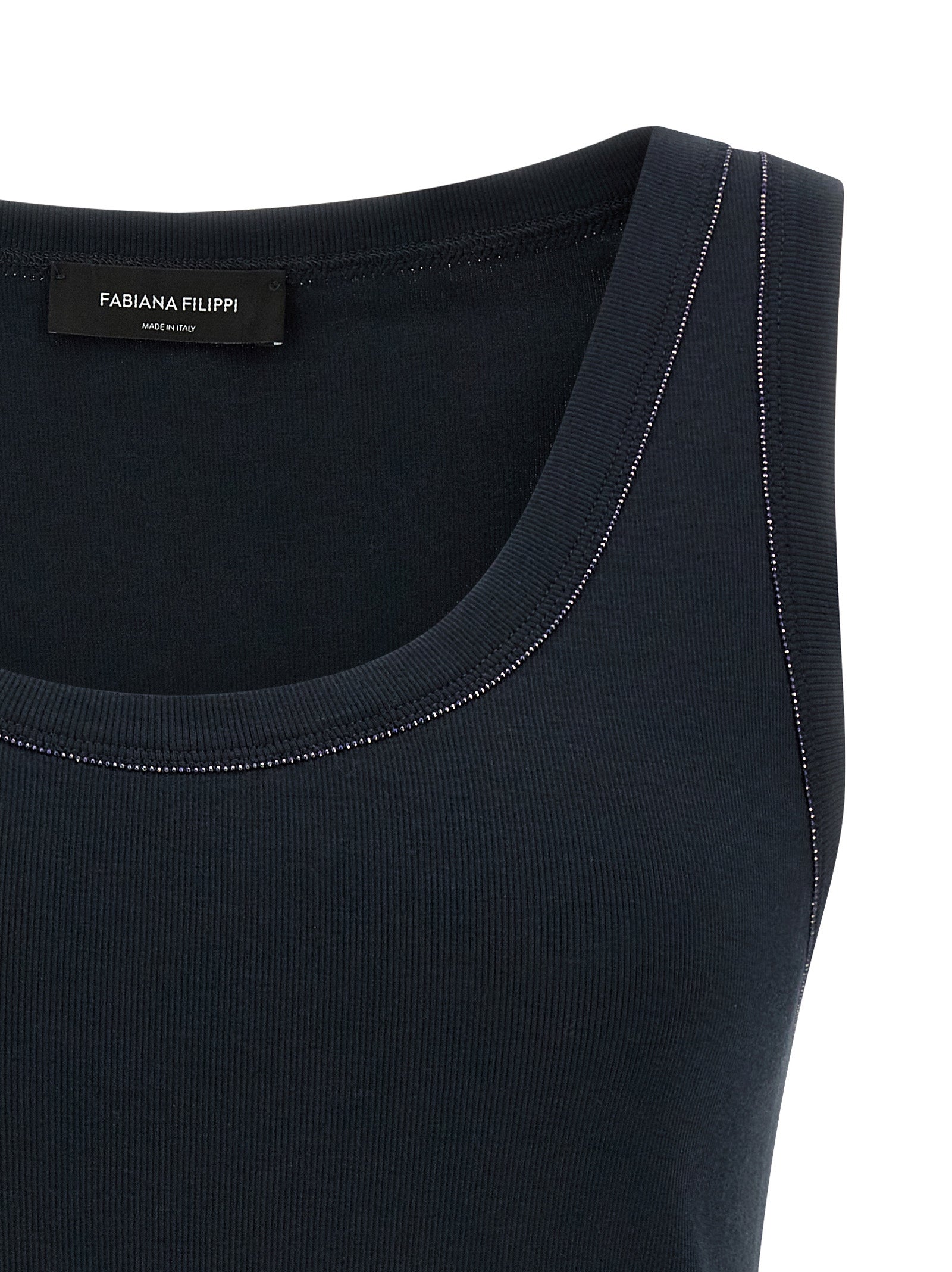 Fabiana Filippi Blue Cotton Sleeveles Women's T-Shirt