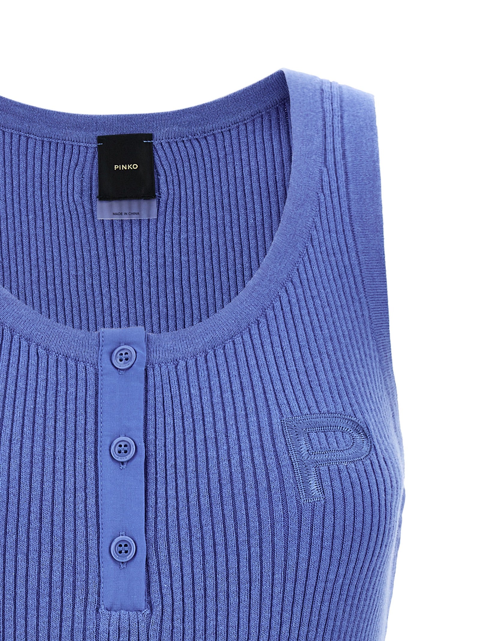 PINKO Blue Cotton Tank Women's Tops