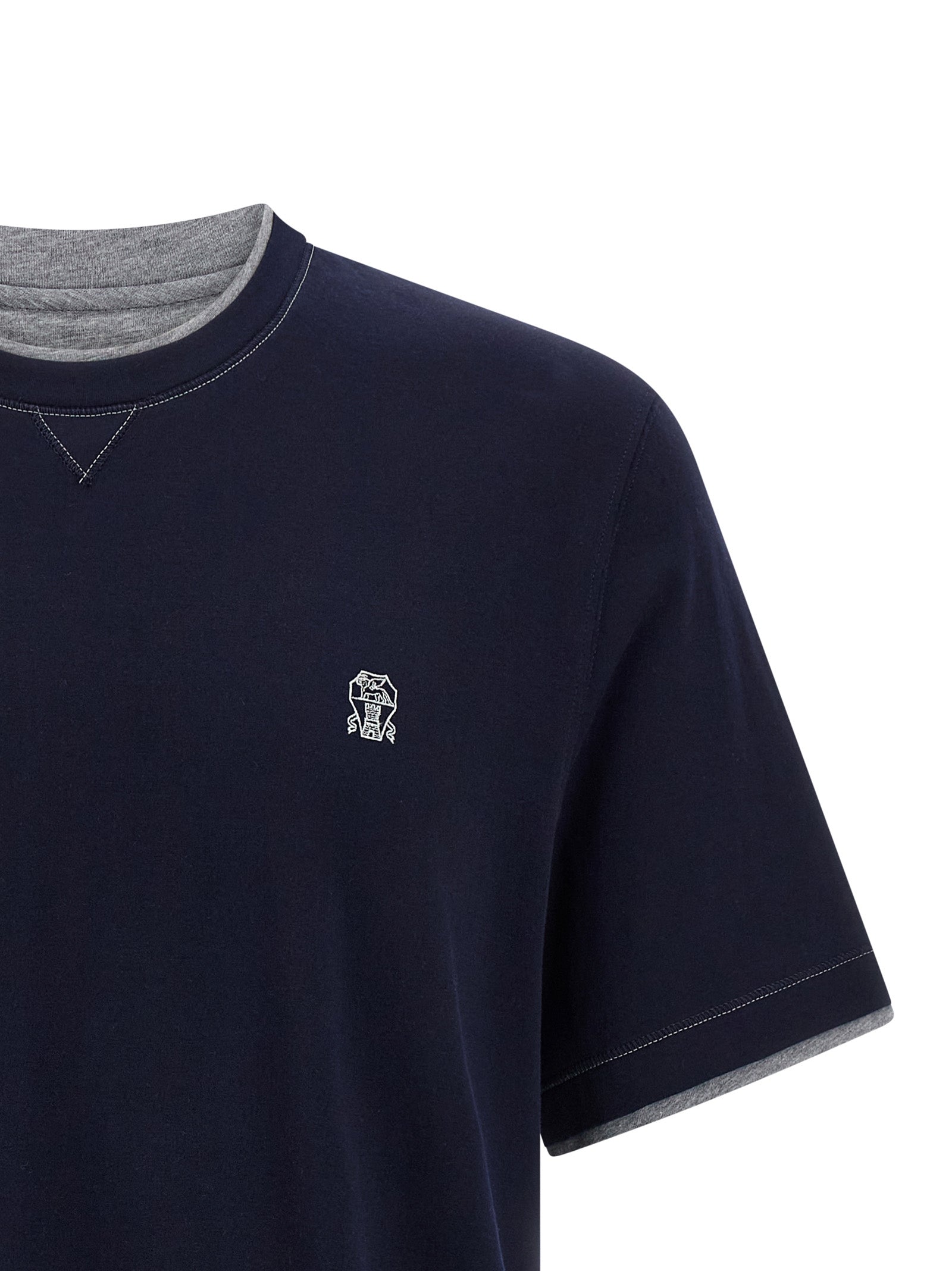 Brunello Cucinelli Blue Cotton Men's T-Shirt