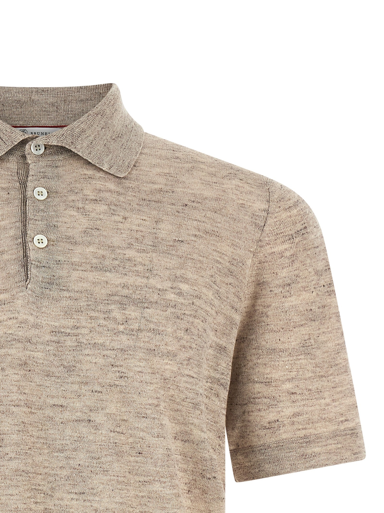 Brunello Cucinelli Beige Linen Polo Men's Shirt
