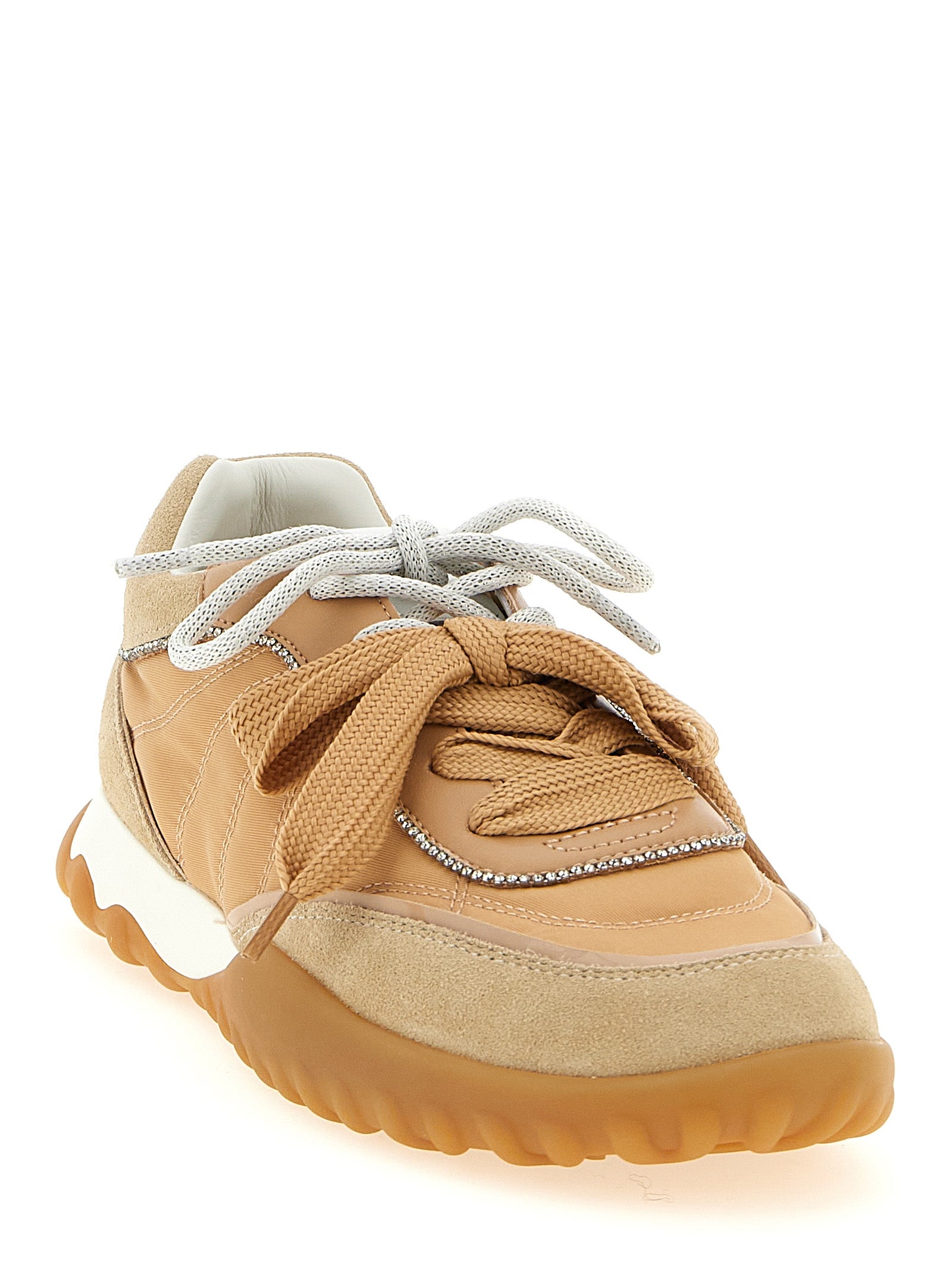 PINKO Beige Calfskin Athletic Women's Sneakers