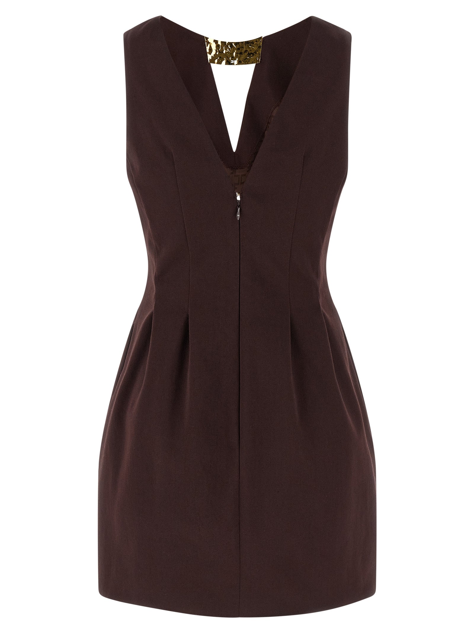 Elisabetta Franchi Brown Cotton Short Women's Dress