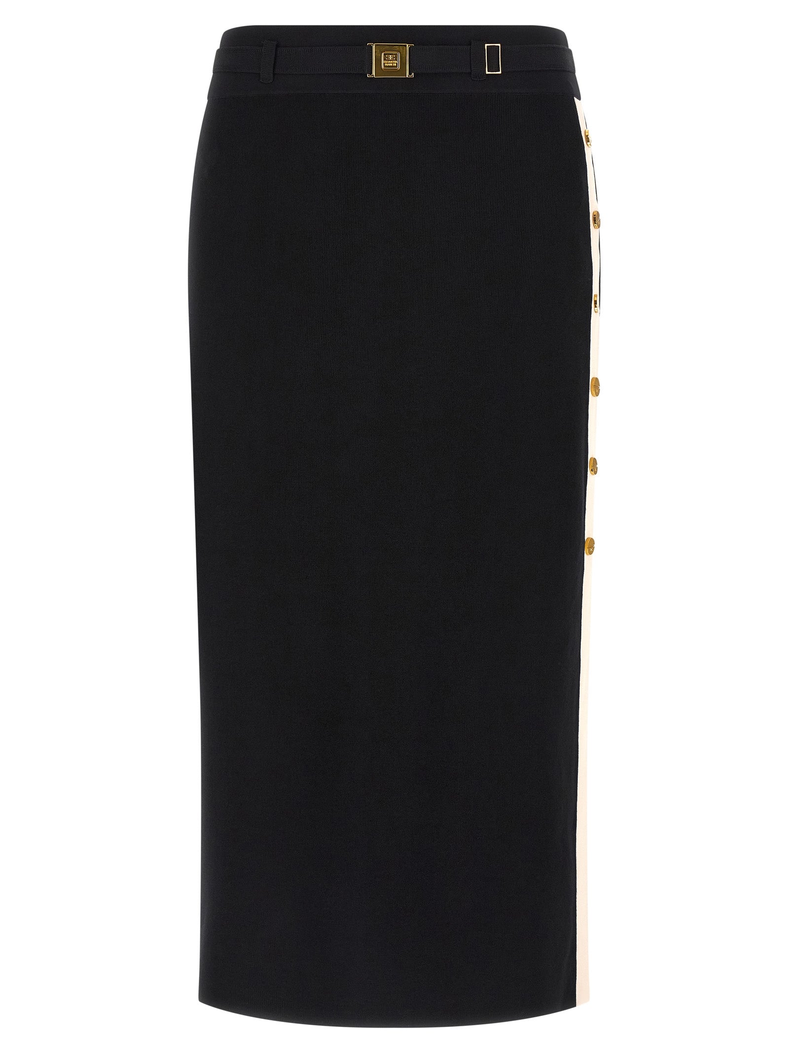 Elisabetta Franchi Black Viscose Midi Women's Skirt