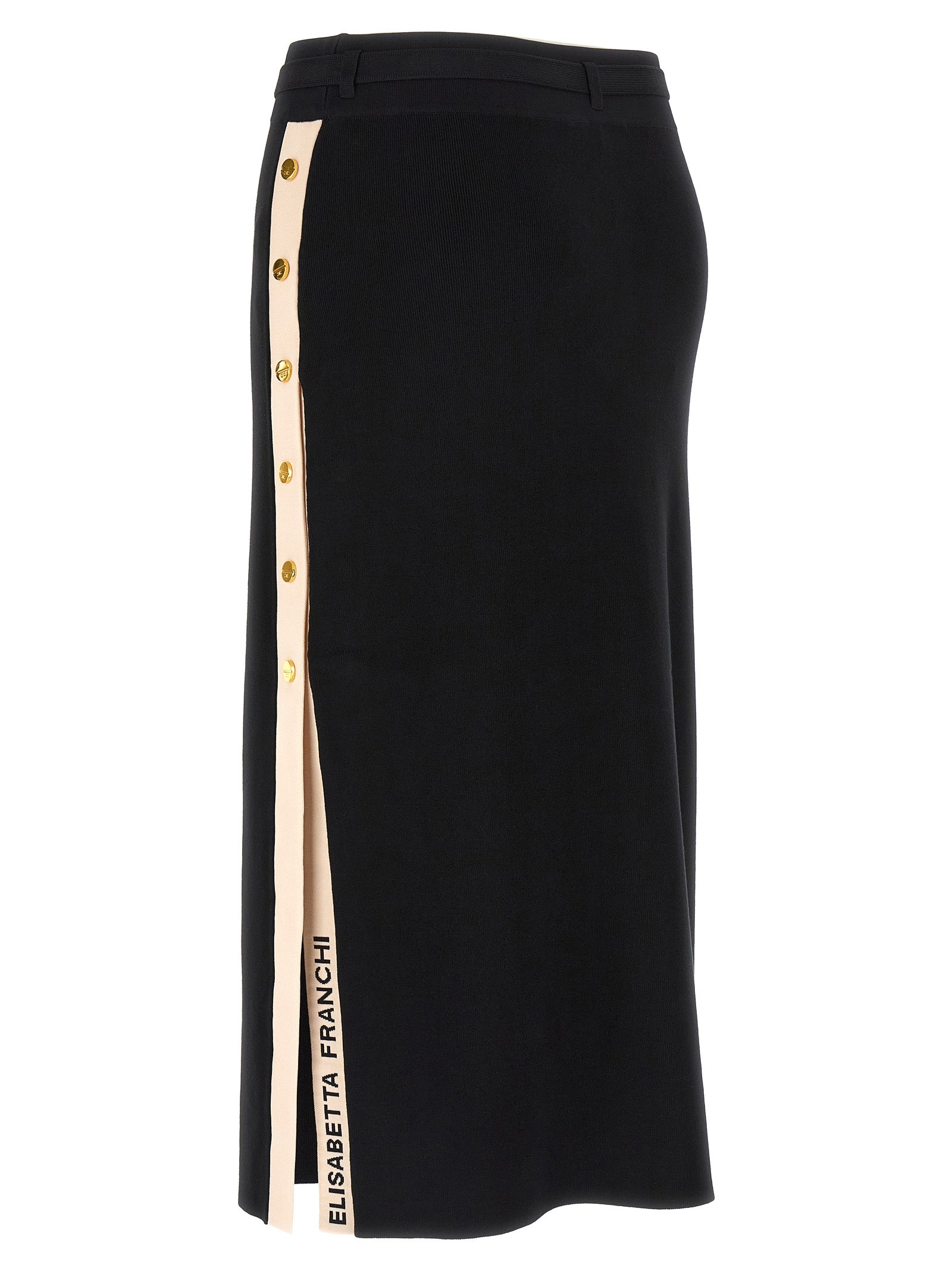 Elisabetta Franchi Black Viscose Midi Women's Skirt