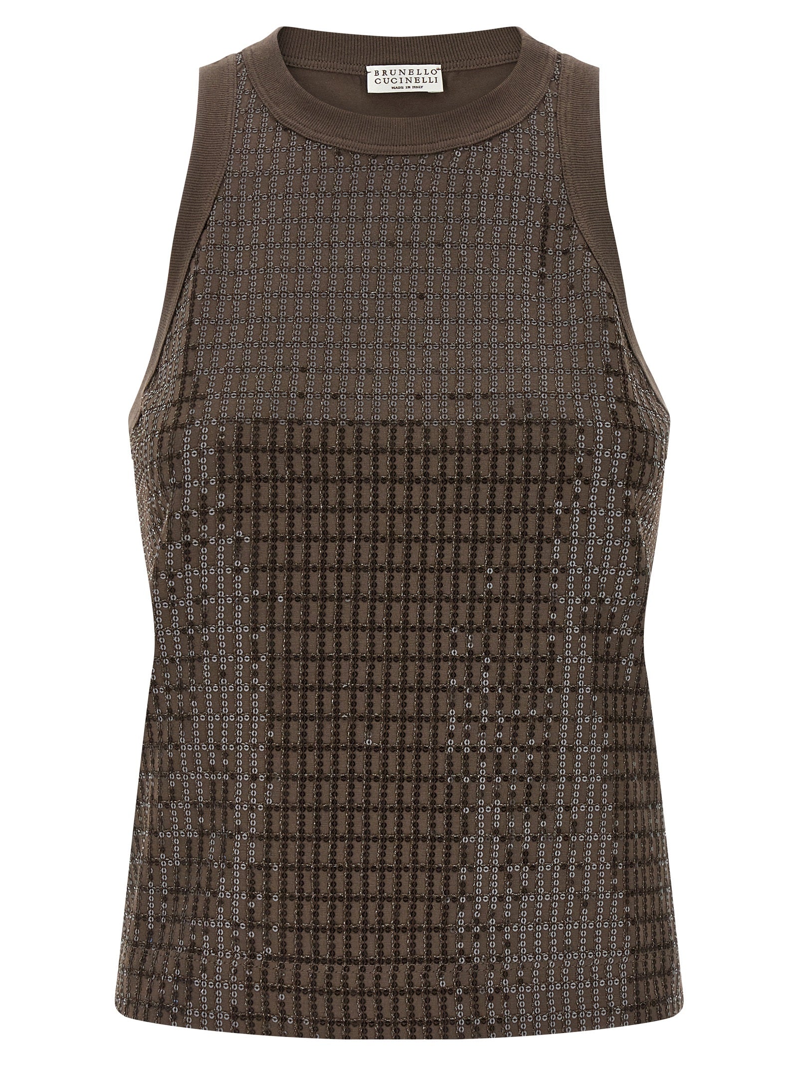Brunello Cucinelli Brown Cotton Tank Women's Tops