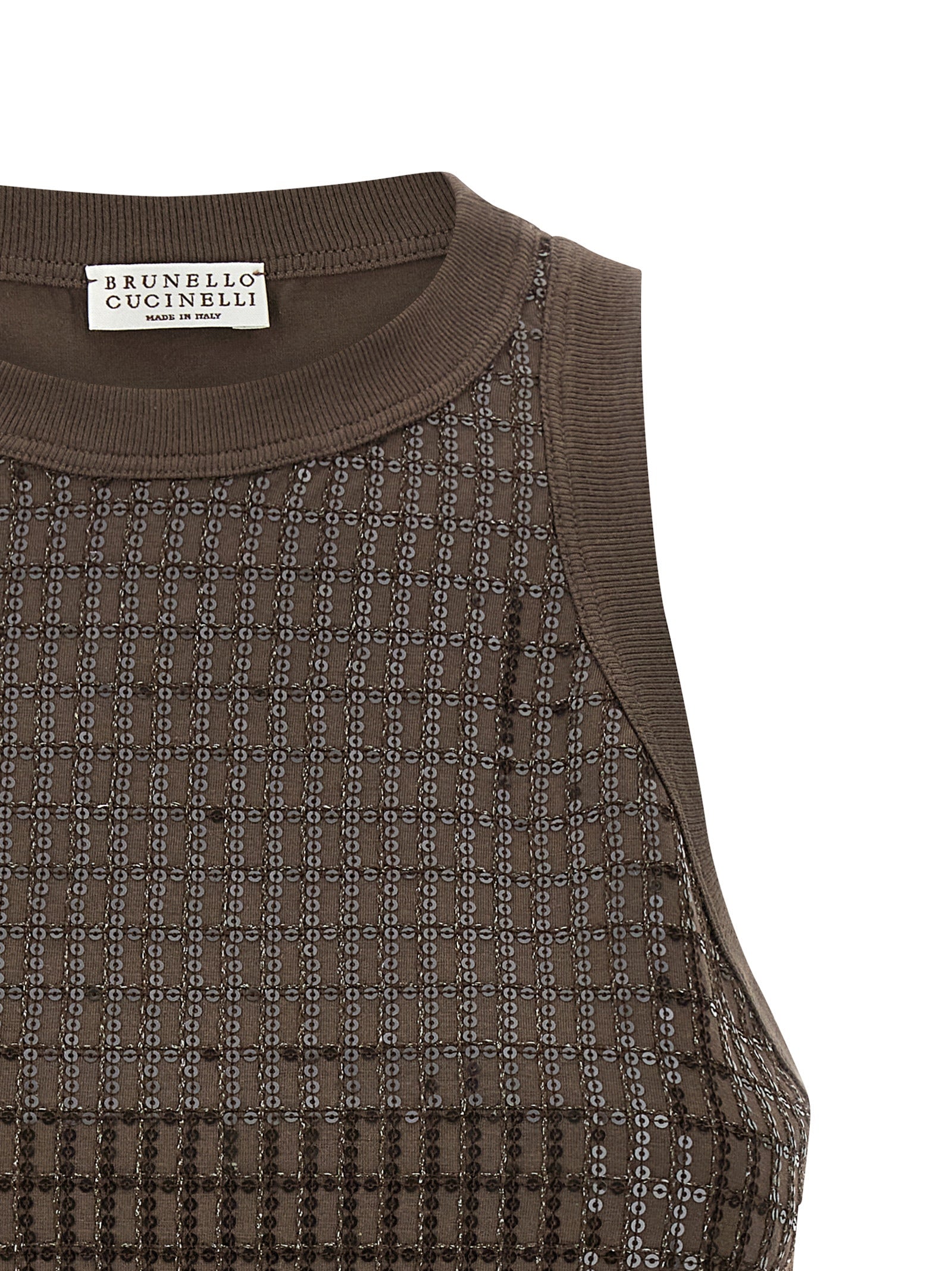 Brunello Cucinelli Brown Cotton Tank Women's Tops