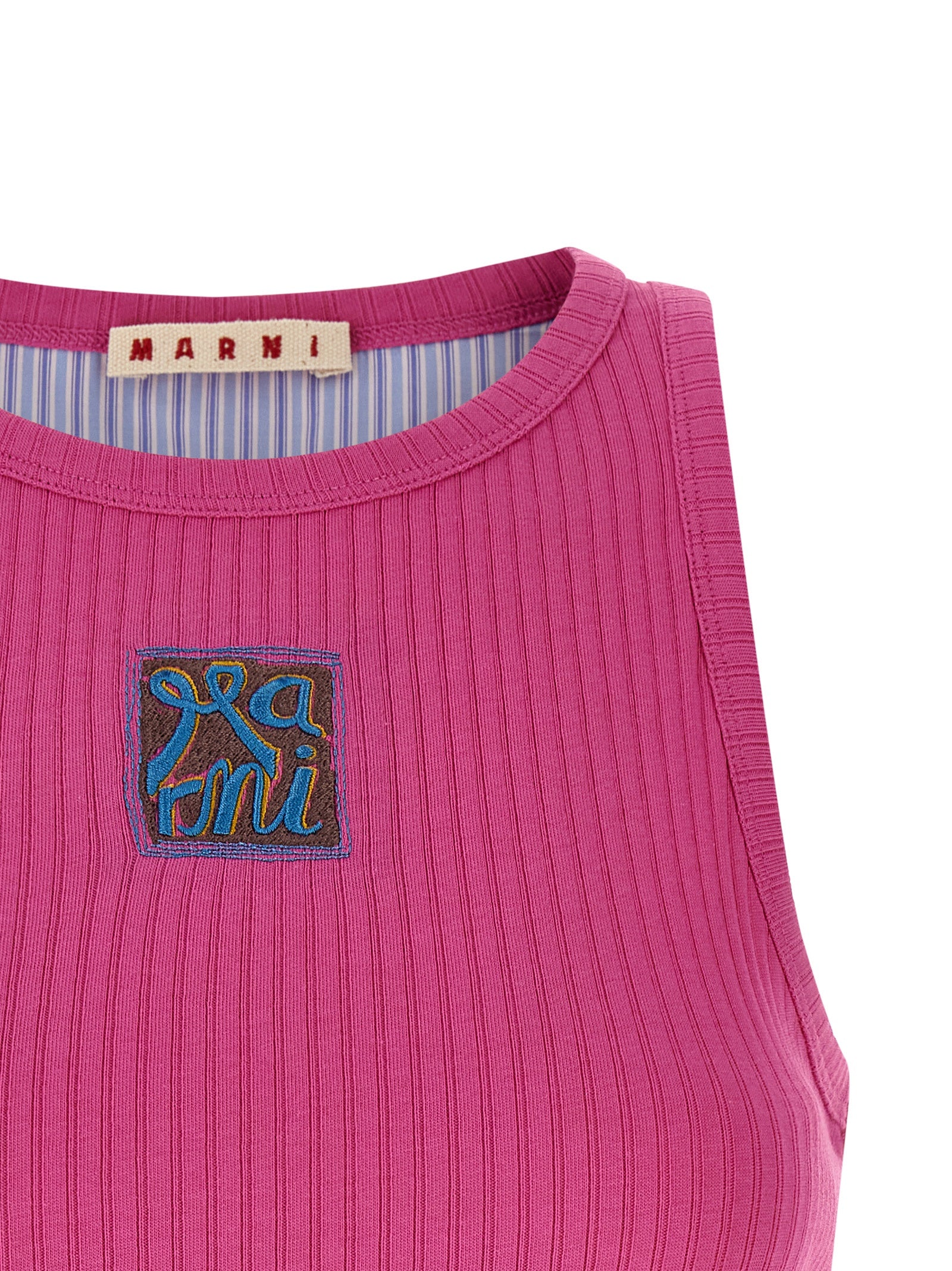Marni Fuchsia Cotton Sleeveles Women's T-Shirt