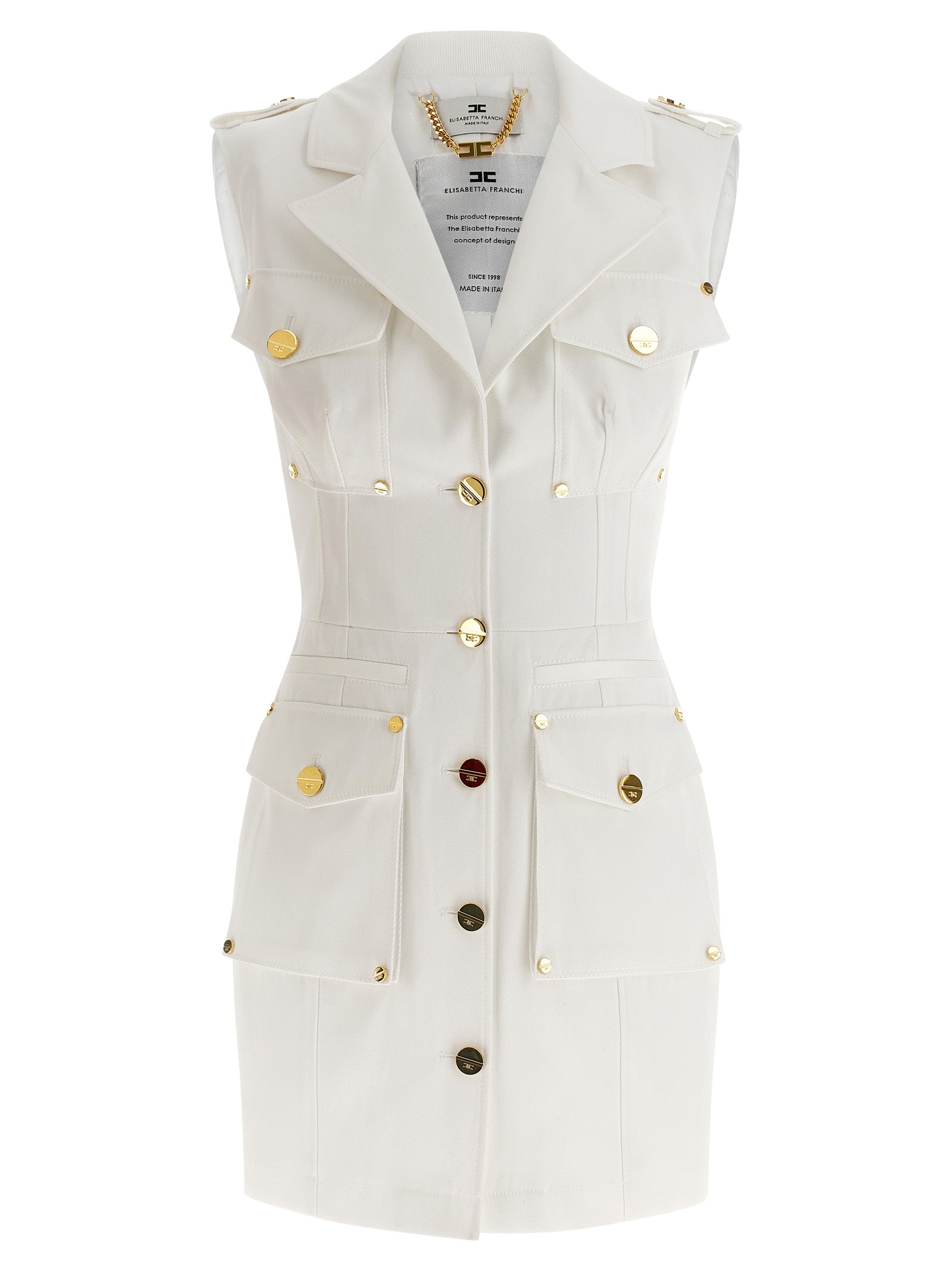 Elisabetta Franchi White Cotton Short Women's Dress