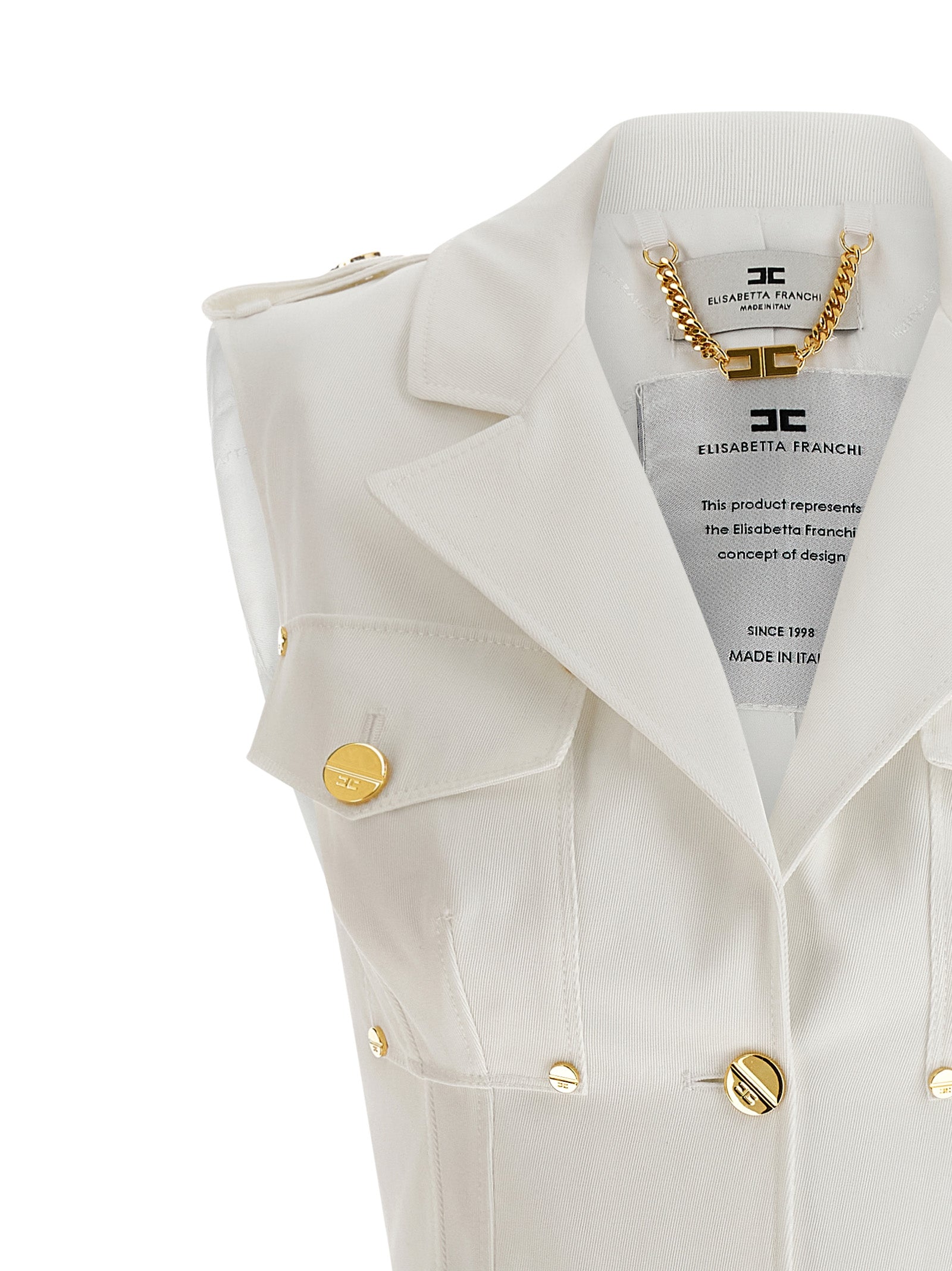Elisabetta Franchi White Cotton Short Women's Dress