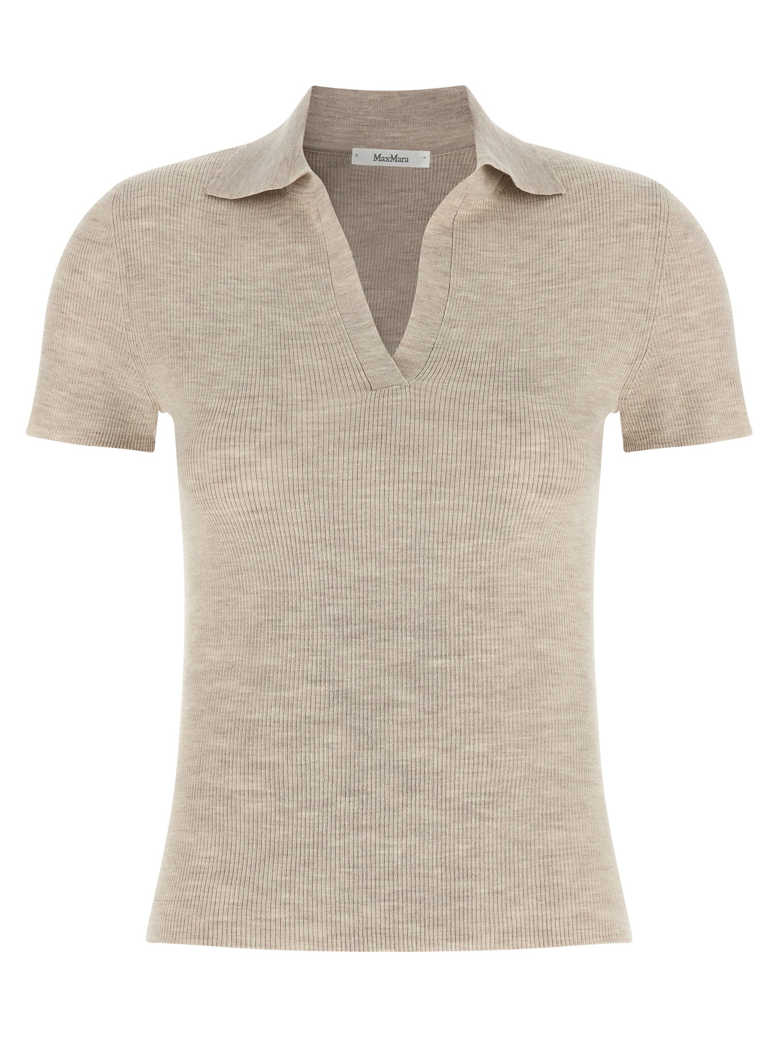 Max Mara Beige Virgin Wool Polo Women's Shirt