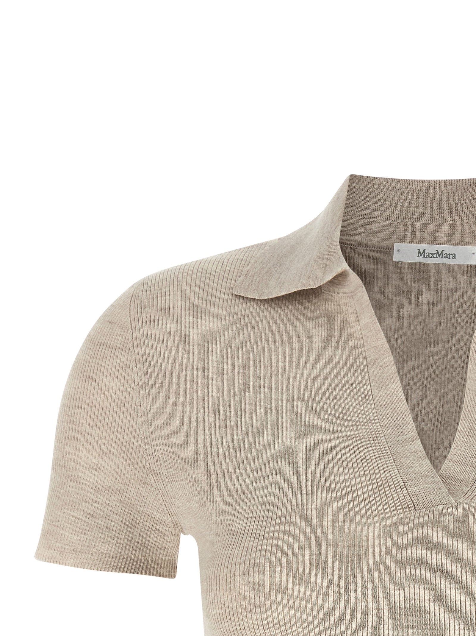 Max Mara Beige Virgin Wool Polo Women's Shirt