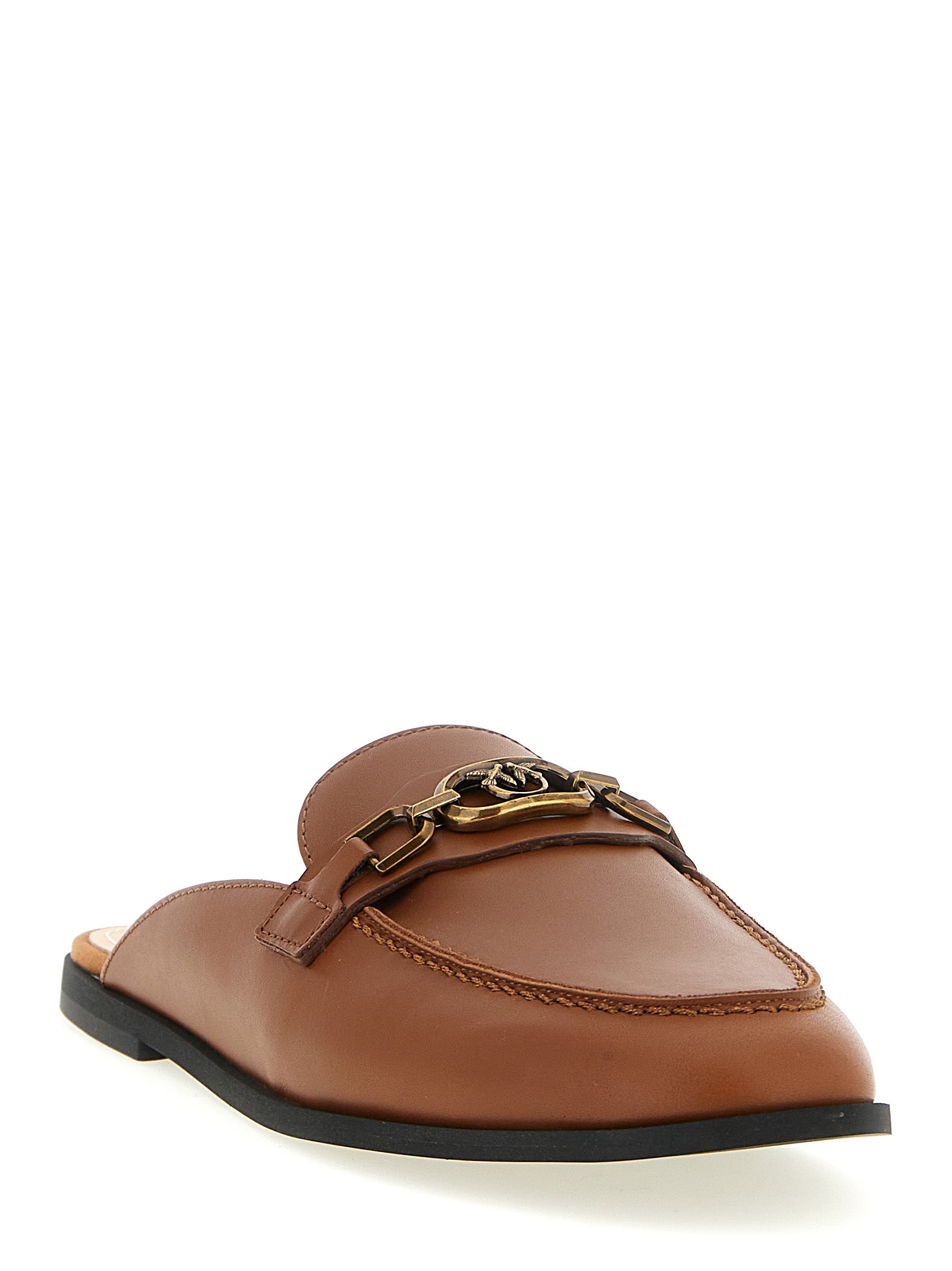 PINKO Brown Calfskin Women's Flats