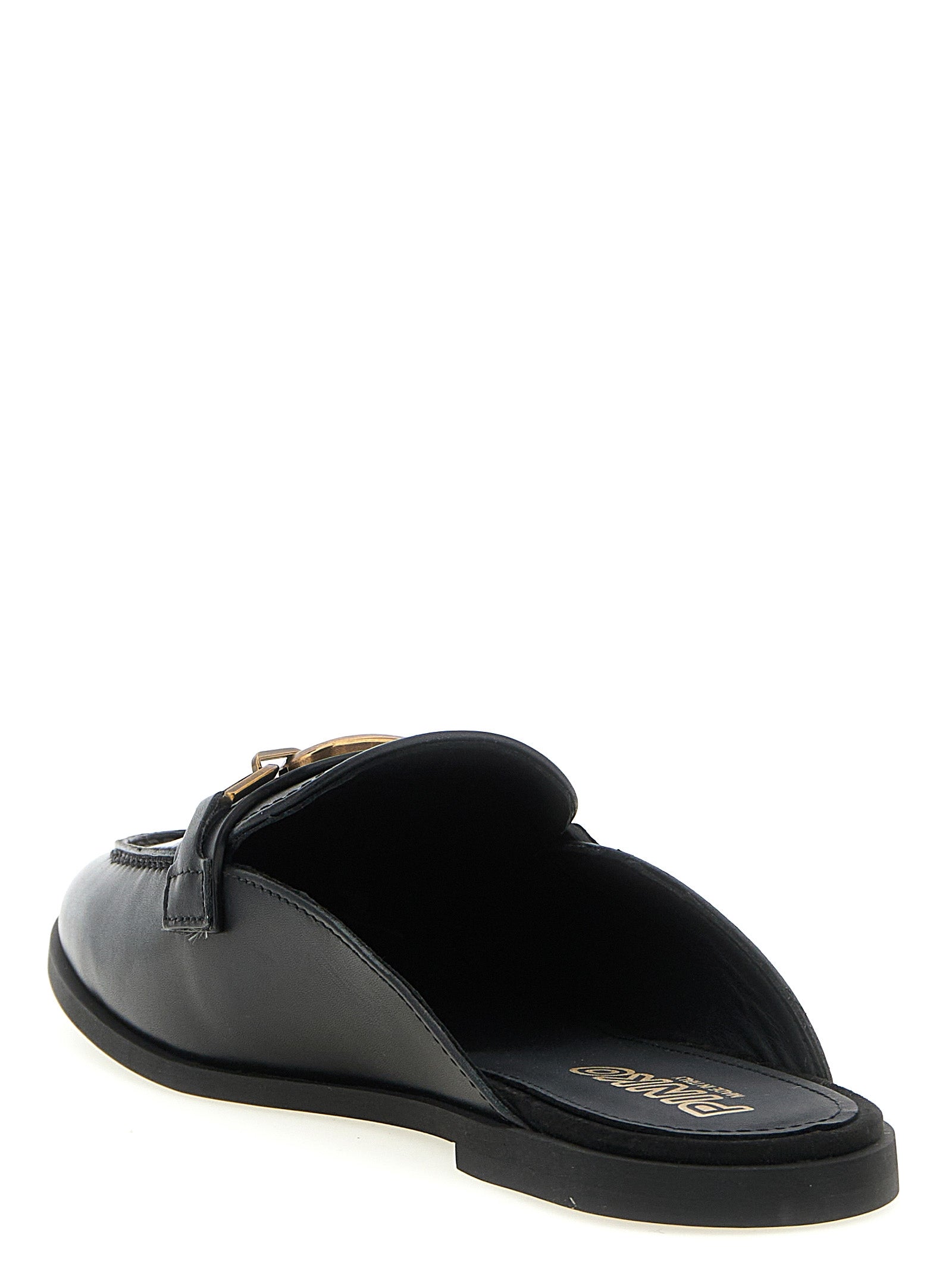 PINKO Black Calfskin Women's Slides
