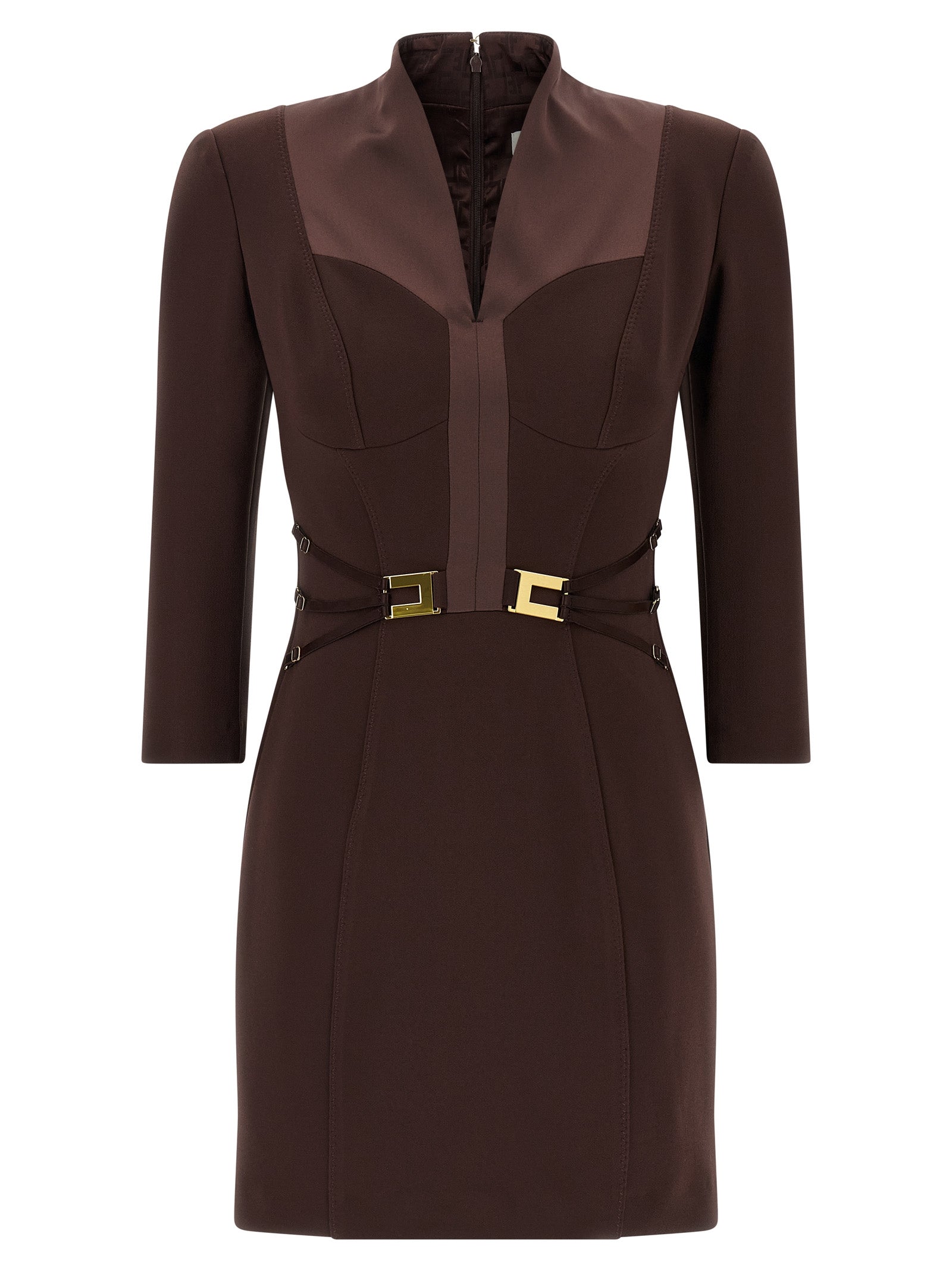 Elisabetta Franchi Brown Polyester Short Women's Dress