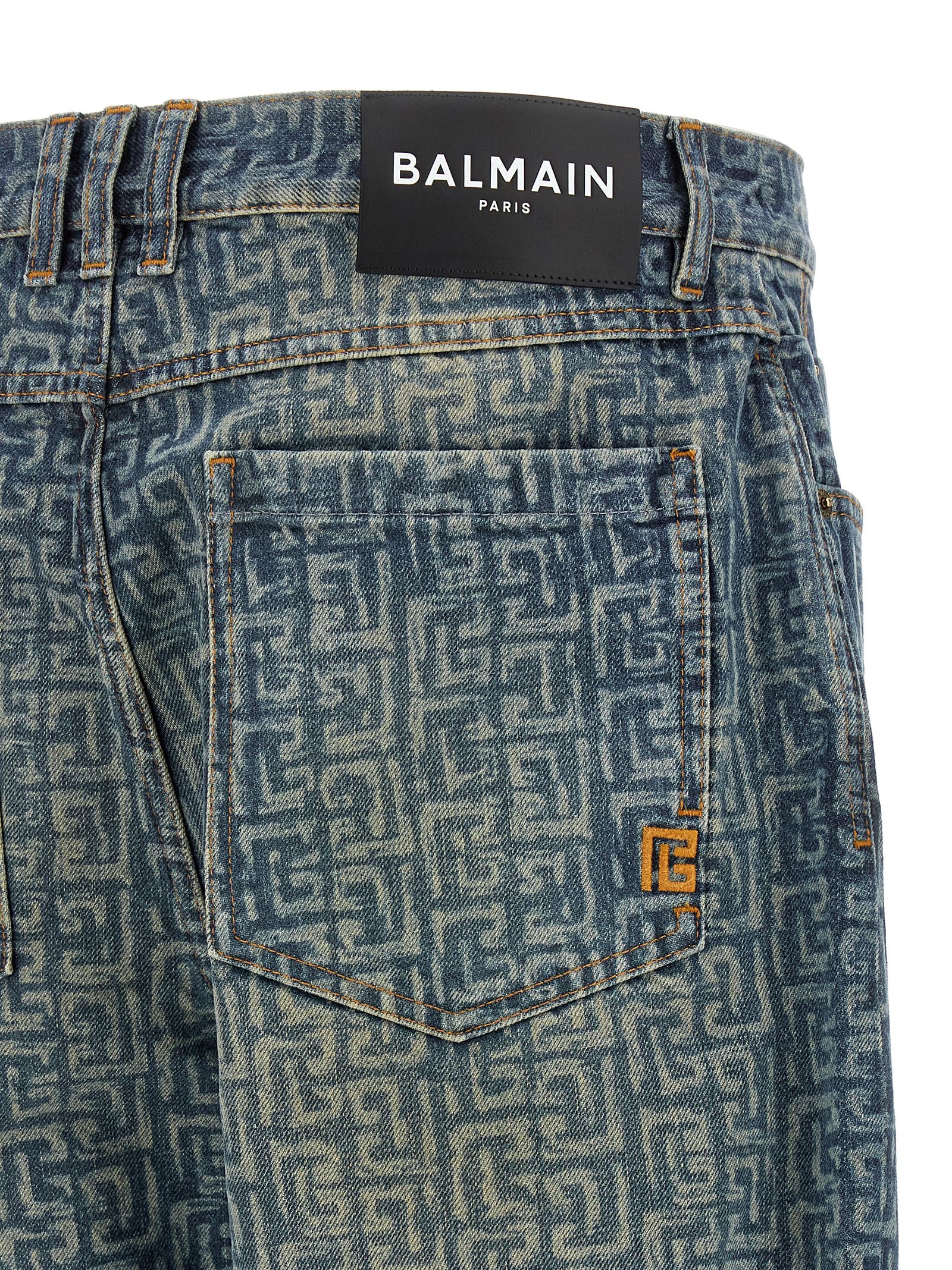 Balmain Blue Cotton Straight-Leg Men's Jeans