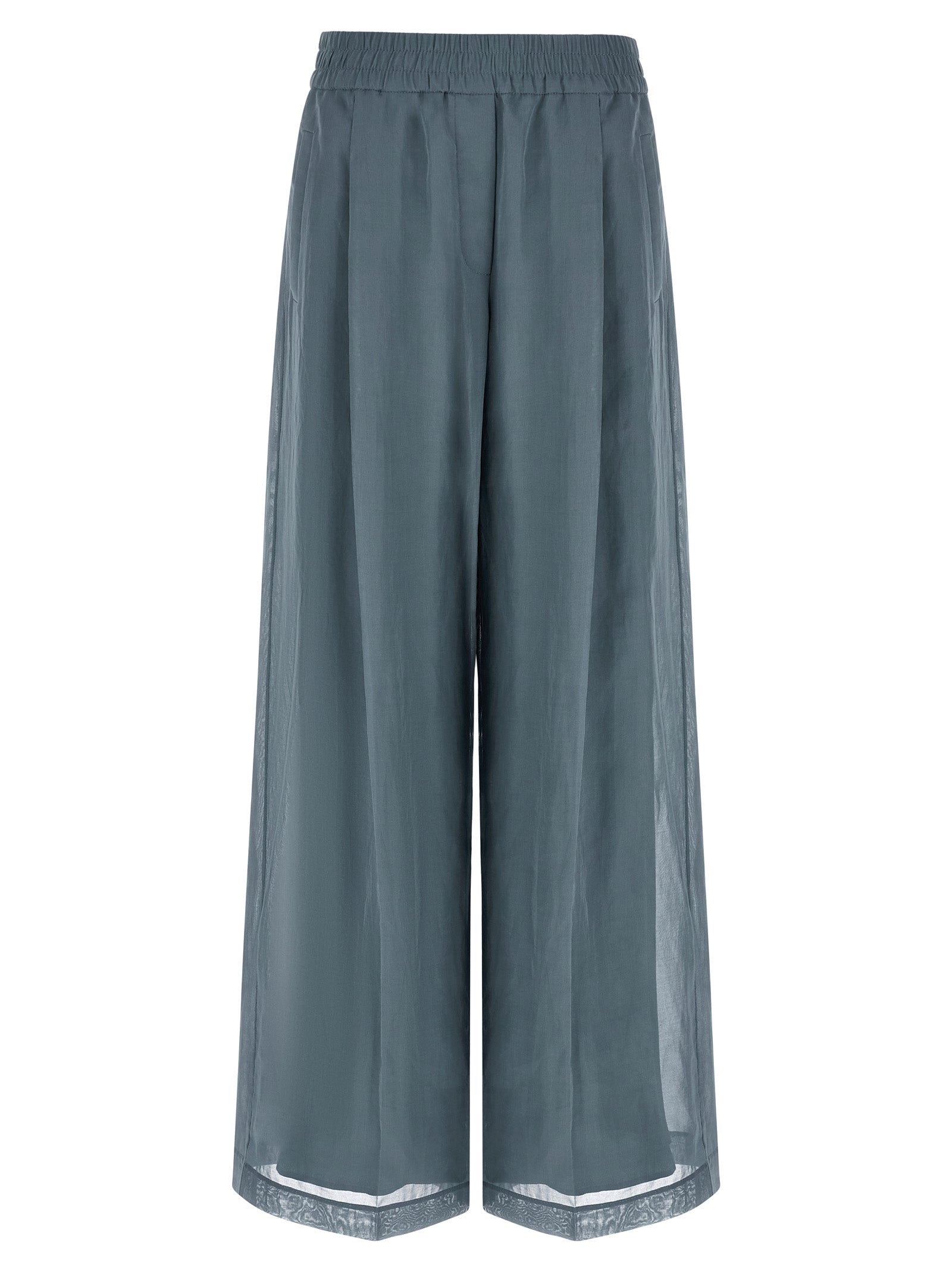 Brunello Cucinelli Blue Cotton Casual Women's Pants