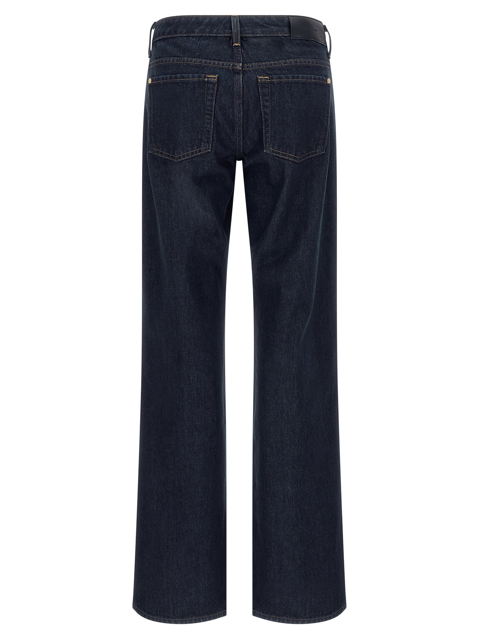 7 For All Mankind Blue Cotton Straight-Leg Women's Jeans