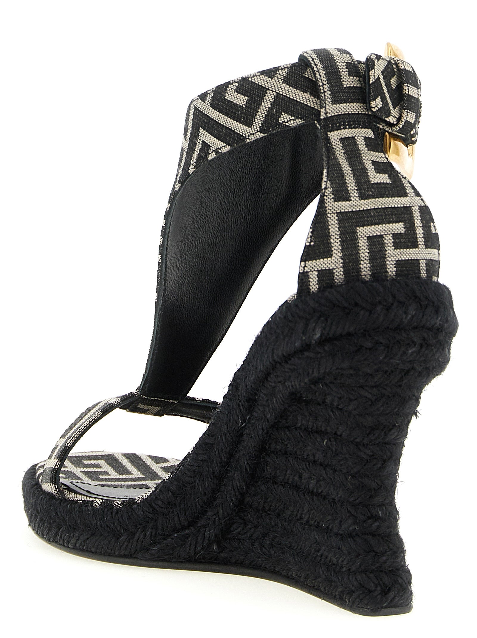 Balmain Black Polyester Wedge Women's Sandals