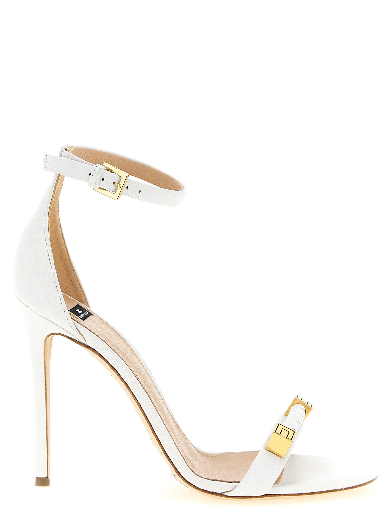 Elisabetta Franchi White Leather Stiletto Heel Women's Sandals