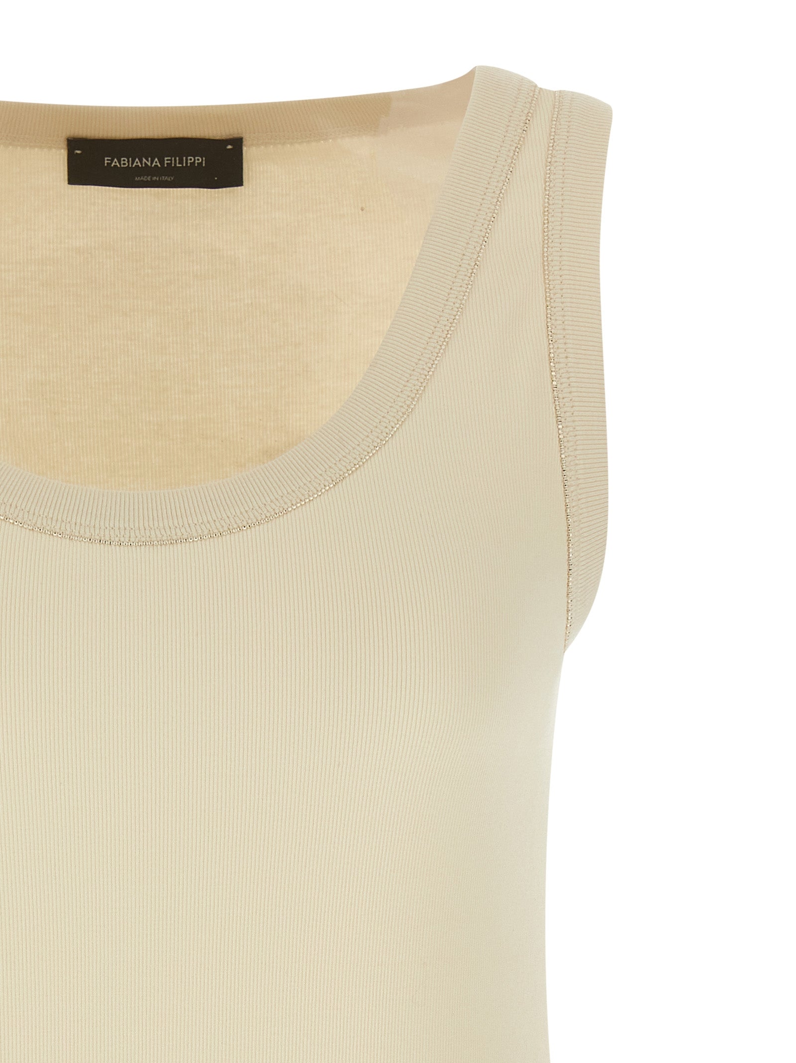 Fabiana Filippi Beige Cotton Tank Women's Tops