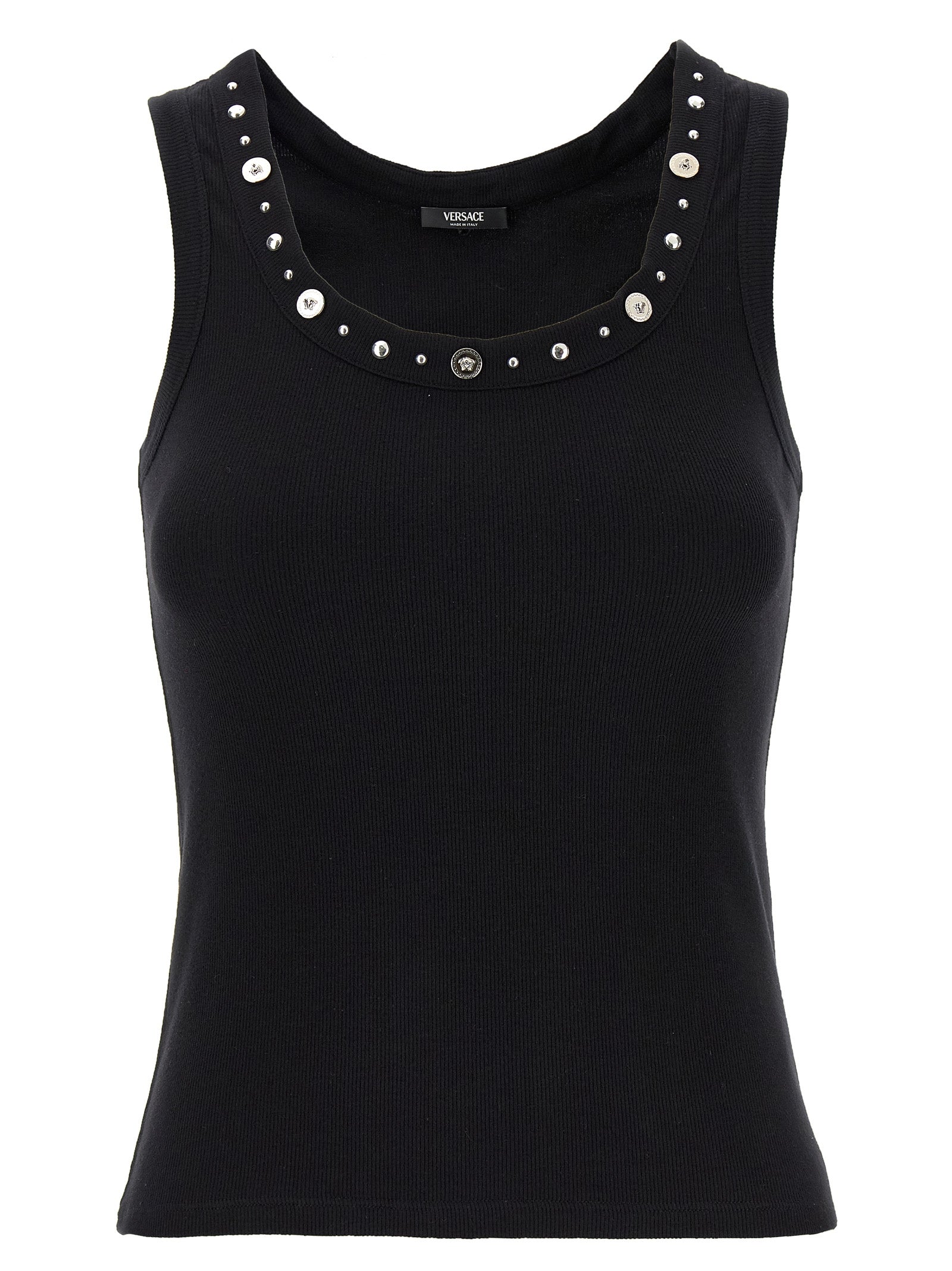Versace Black Cotton Sleeveles Women's T-Shirt