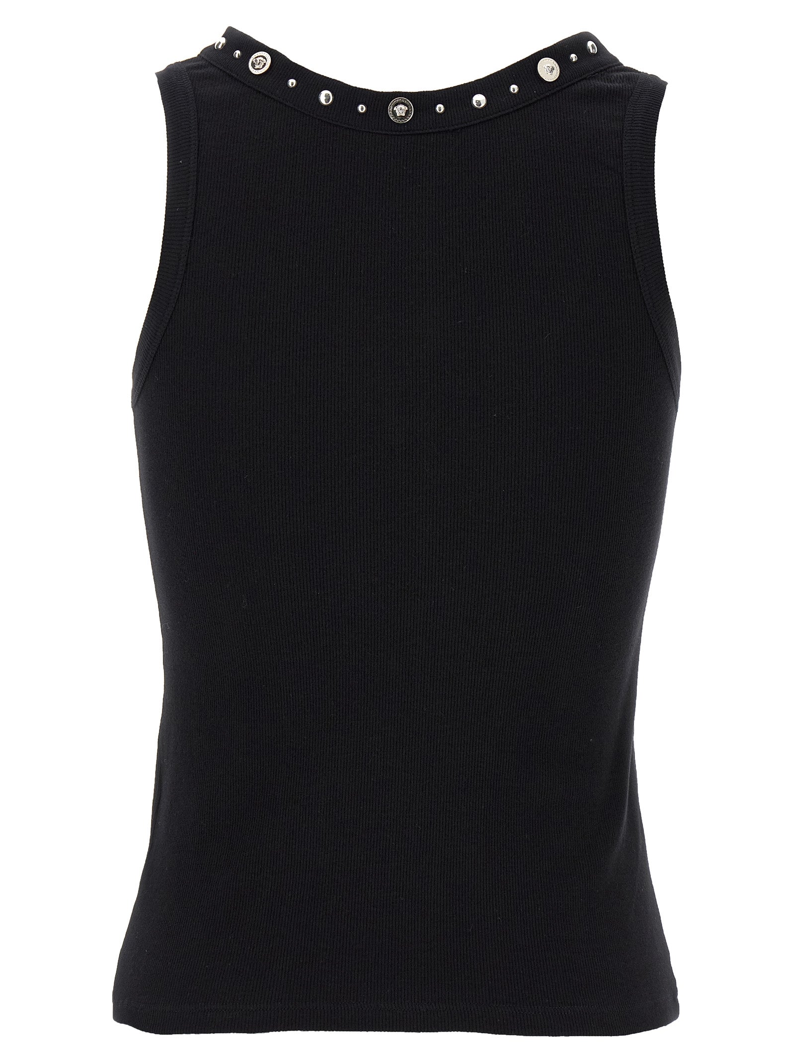 Versace Black Cotton Sleeveles Women's T-Shirt