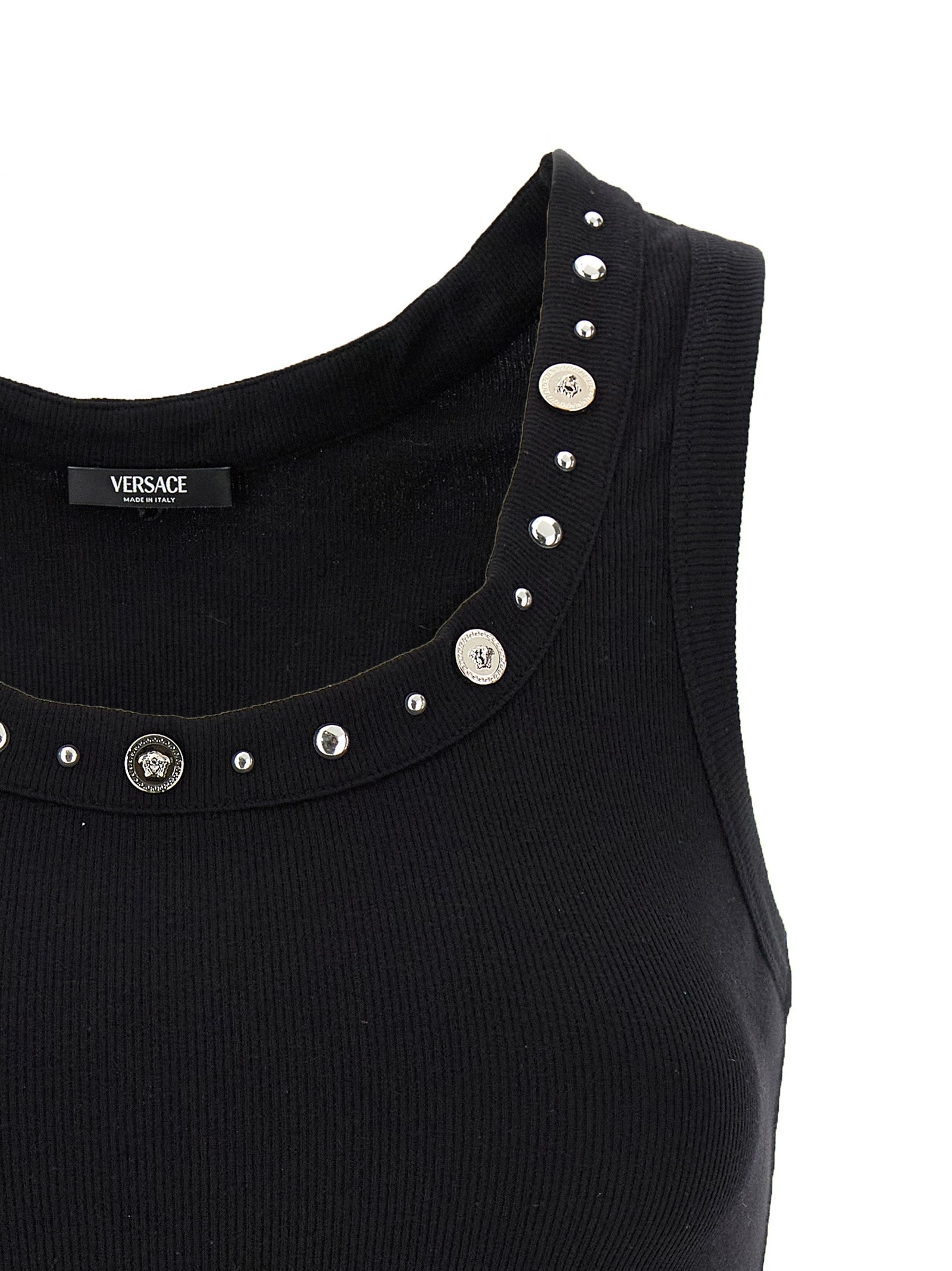 Versace Black Cotton Sleeveles Women's T-Shirt