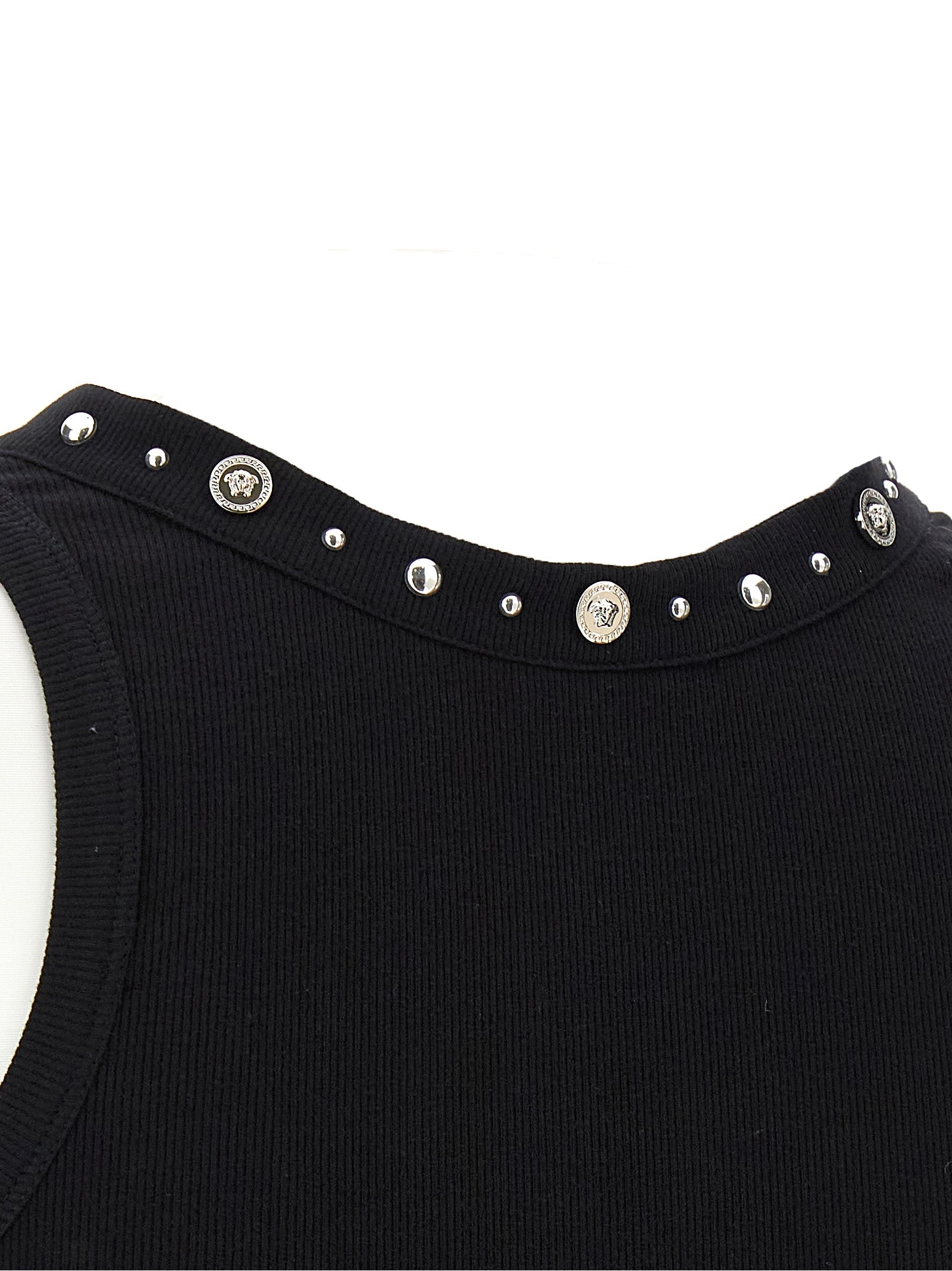 Versace Black Cotton Sleeveles Women's T-Shirt