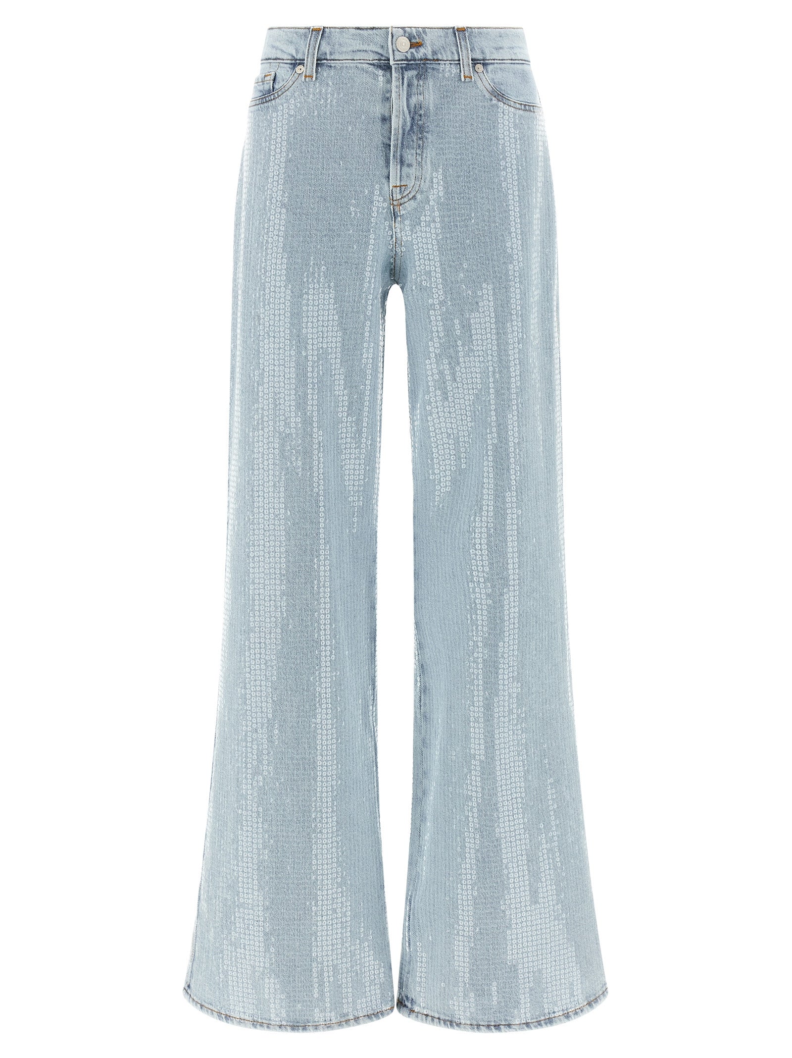7 For All Mankind Blue Cotton Flared Women's Jeans