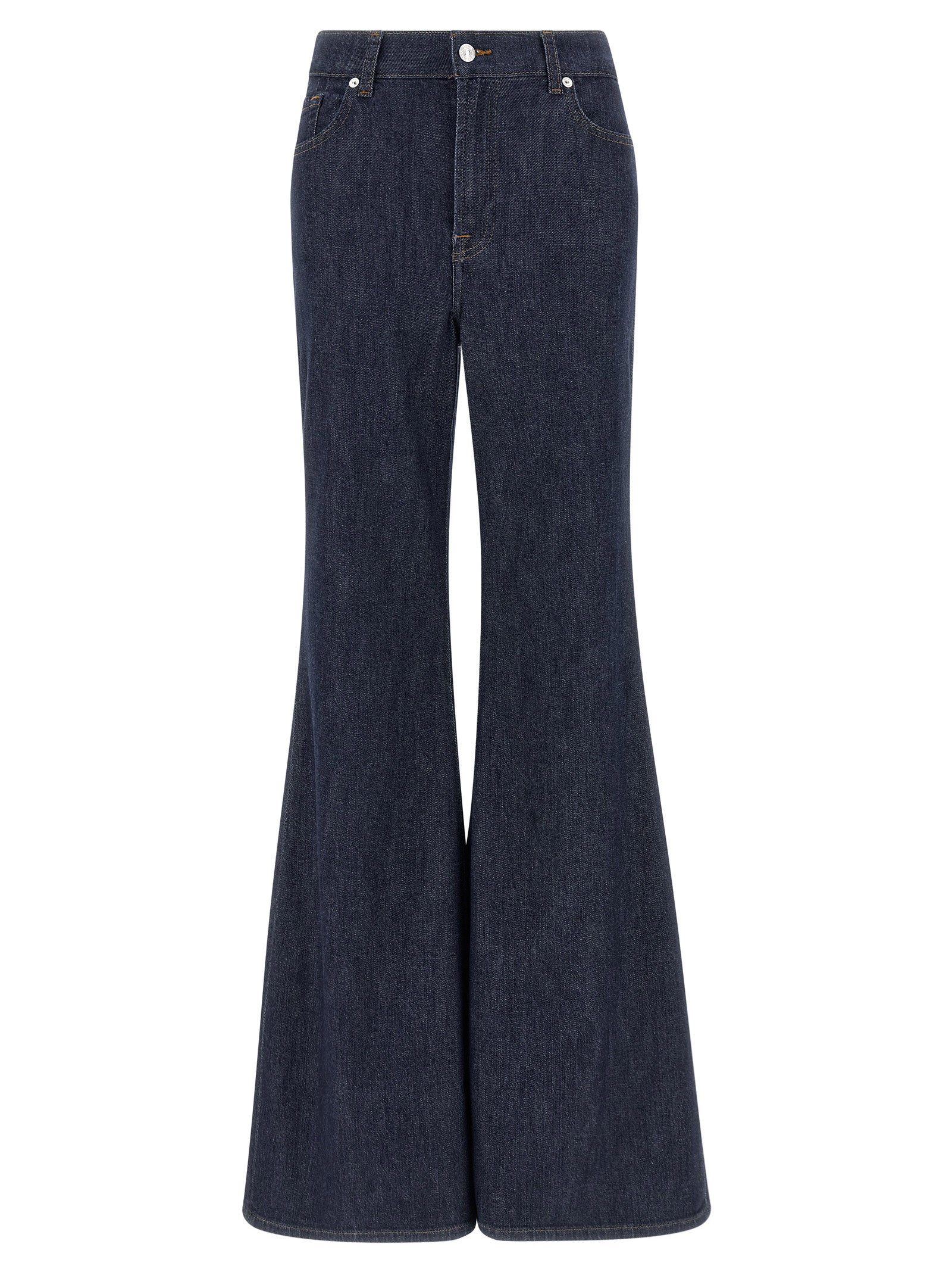 7 For All Mankind Blue Cotton Flared Women's Jeans