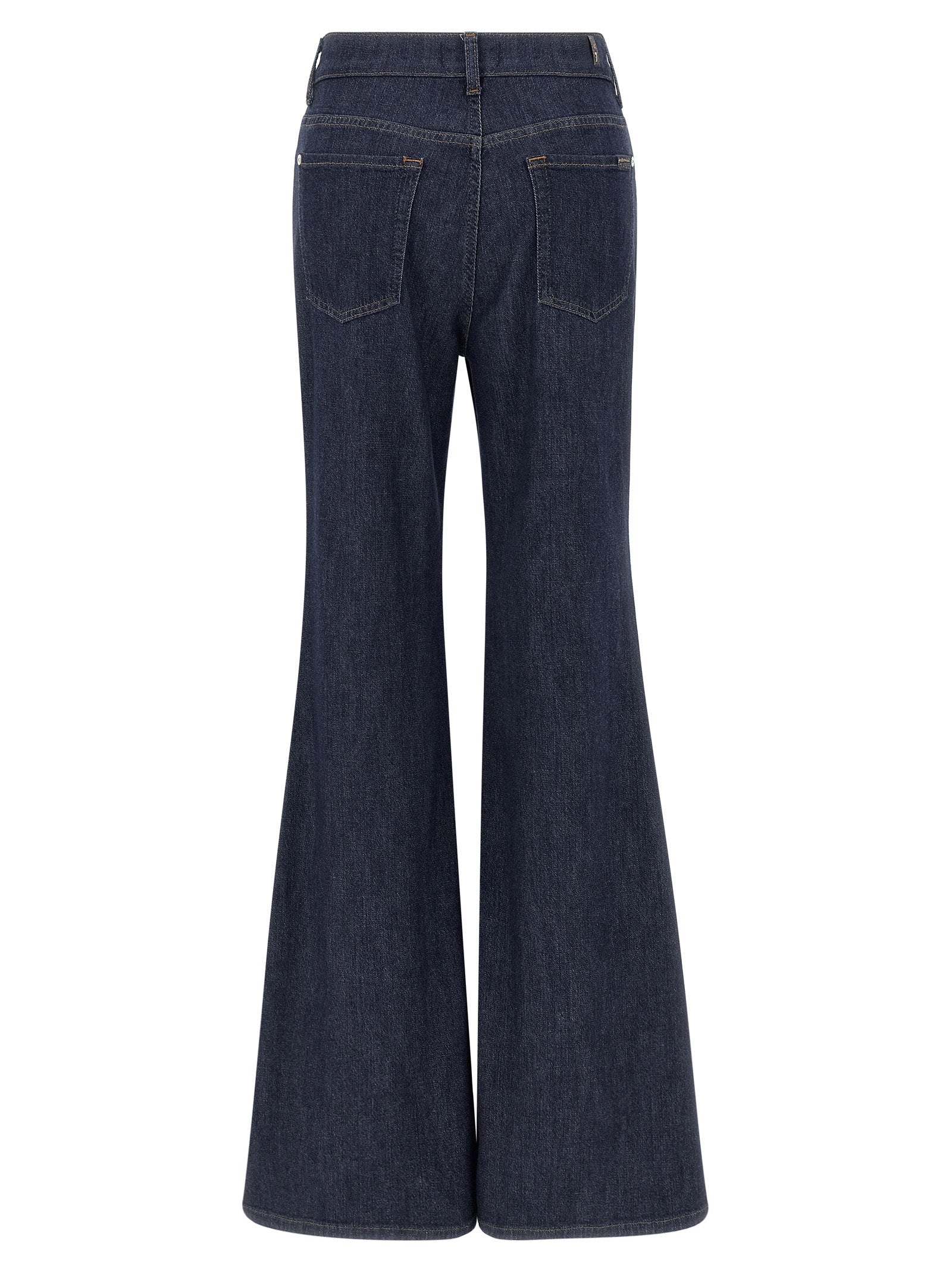 7 For All Mankind Blue Cotton Flared Women's Jeans