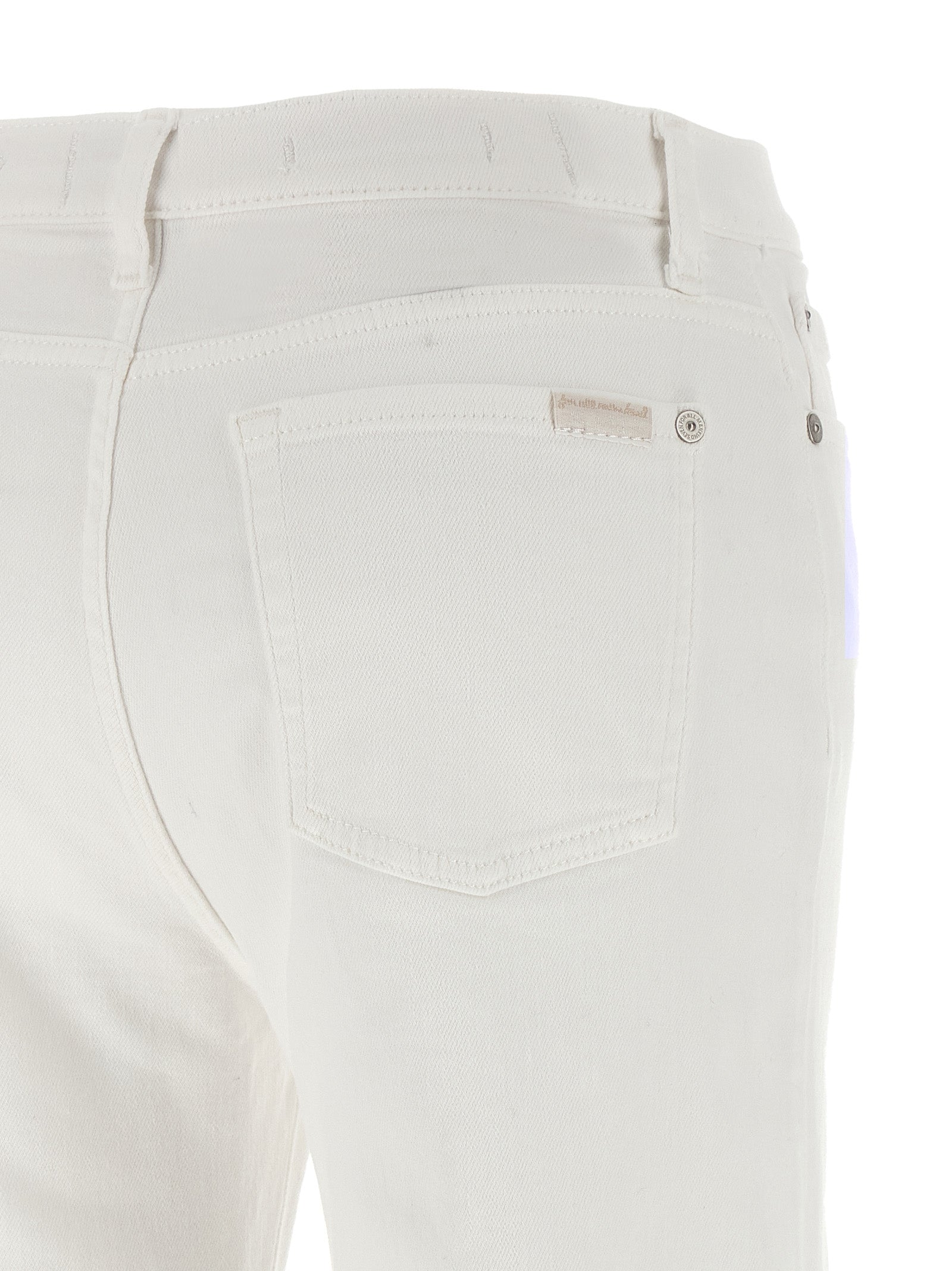7 For All Mankind White Cotton Flared Women's Jeans