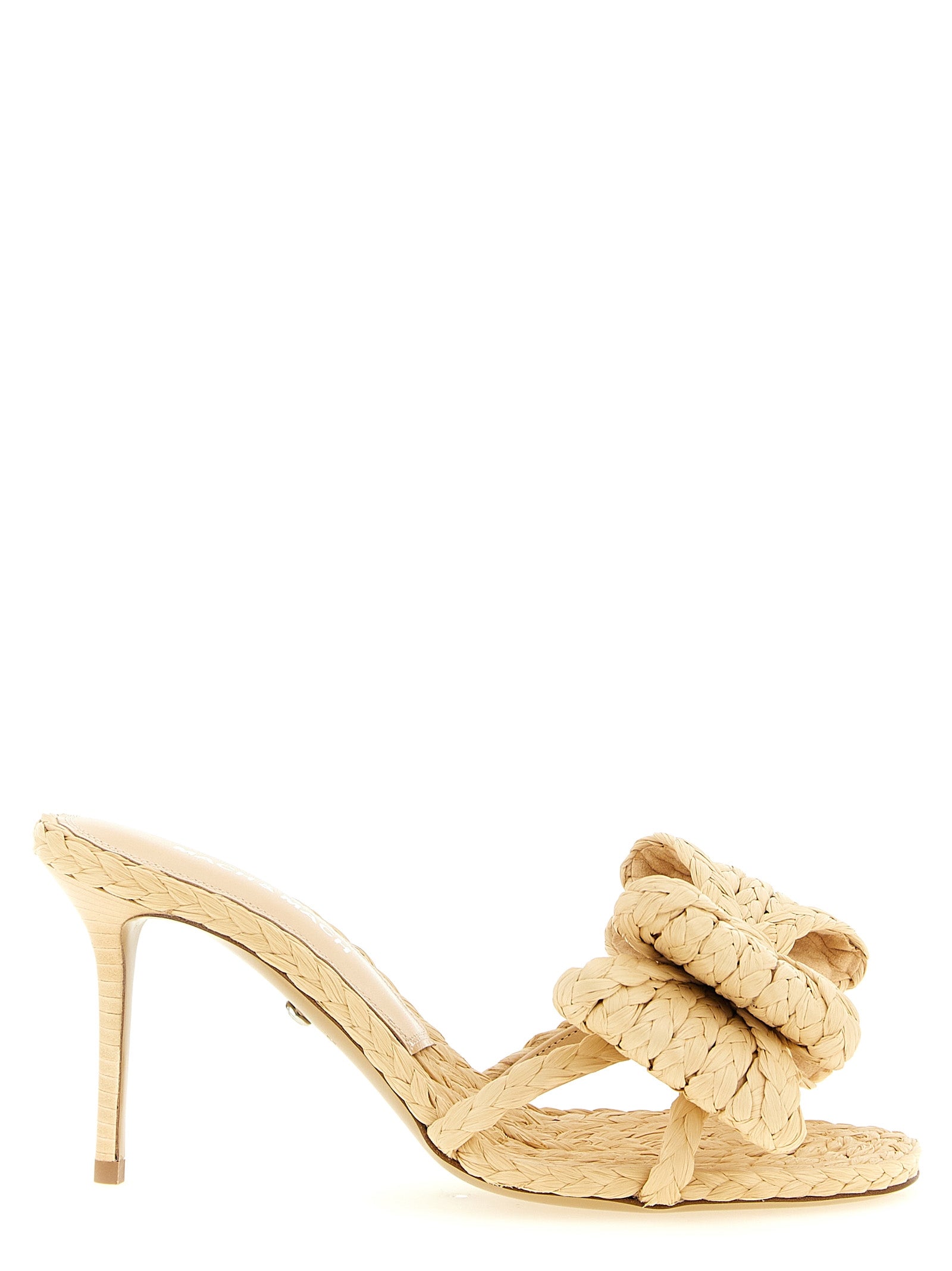 MACH & MACH Beige Raffia Stiletto Heel Women's Sandals