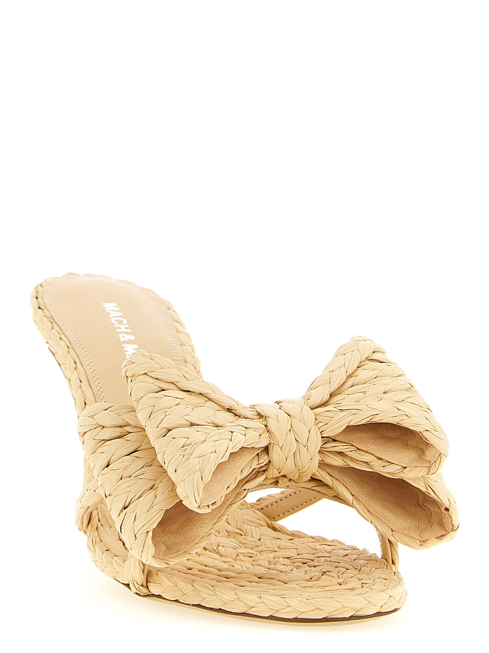 MACH & MACH Beige Raffia Stiletto Heel Women's Sandals