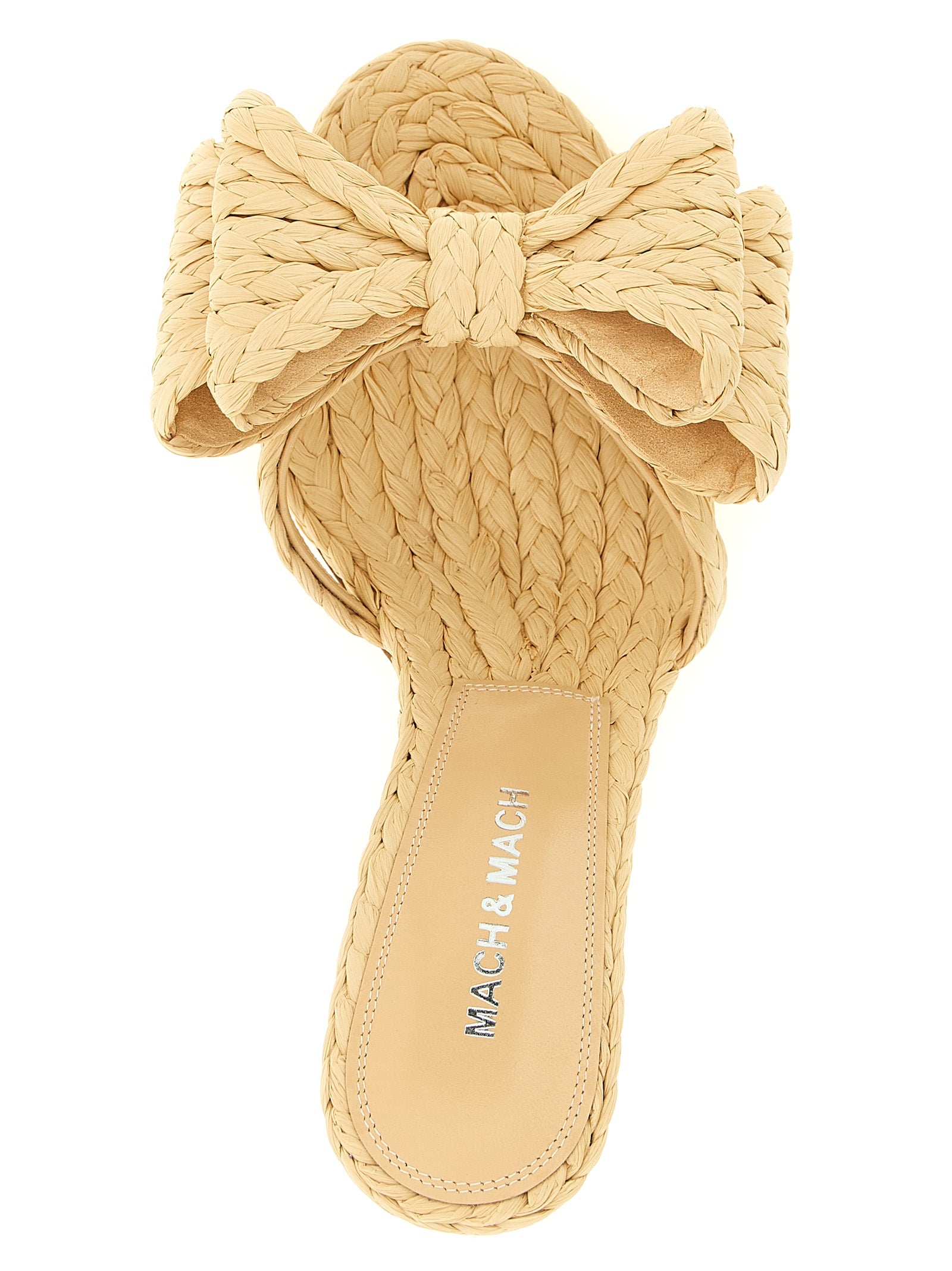 MACH & MACH Beige Raffia Stiletto Heel Women's Sandals
