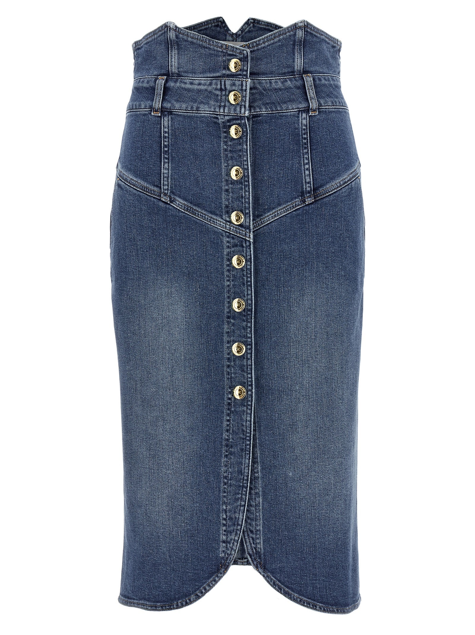 Elisabetta Franchi Blue Cotton Midi Women's Skirt