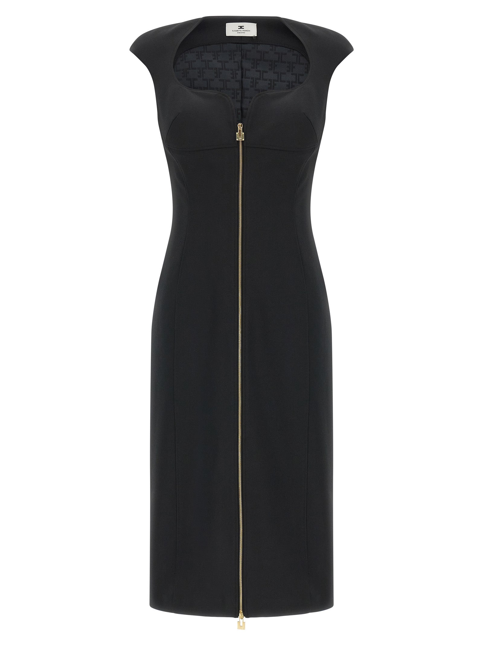 Elisabetta Franchi Black Polyester Midi Women's Dress