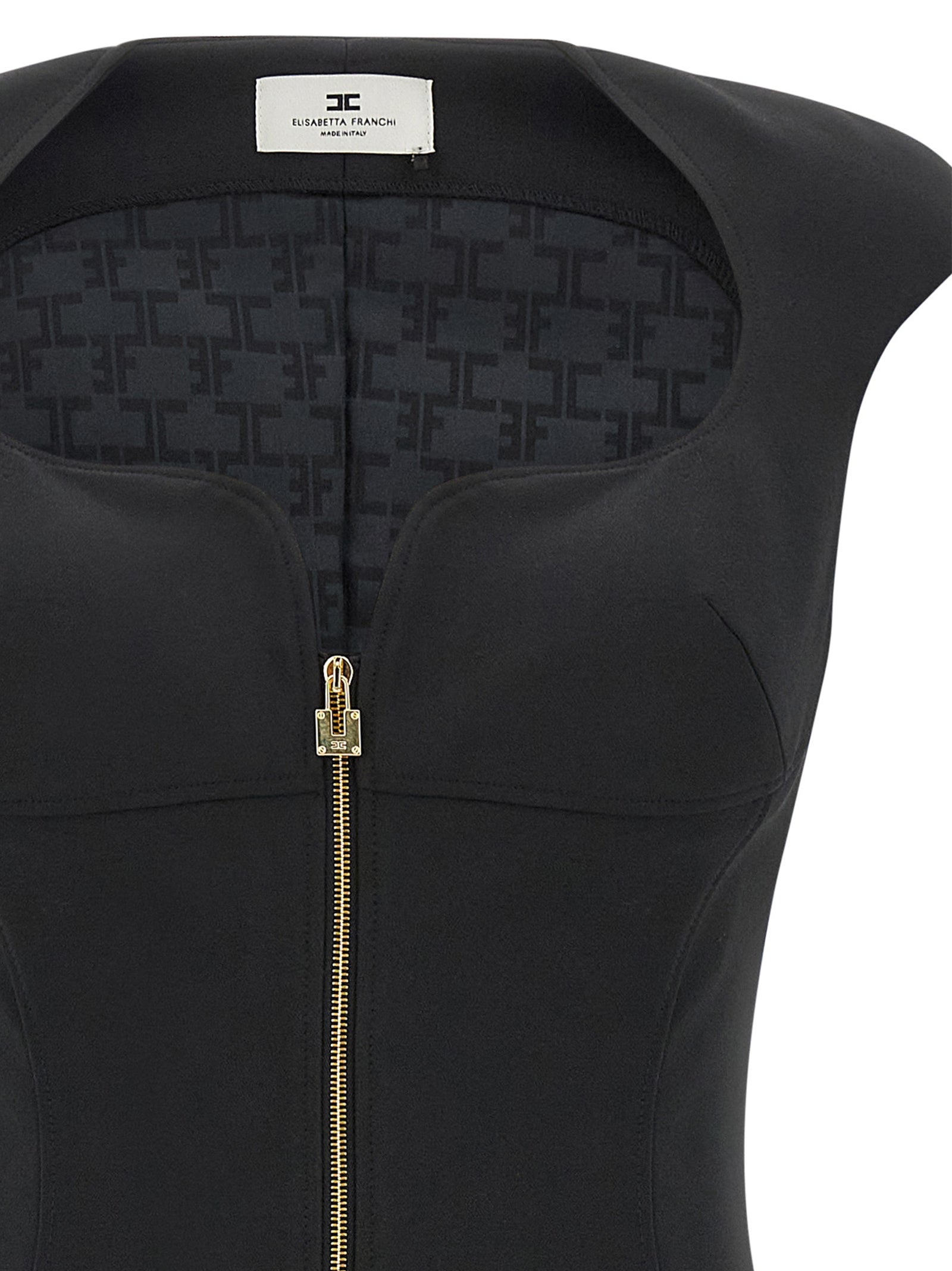 Elisabetta Franchi Black Polyester Midi Women's Dress