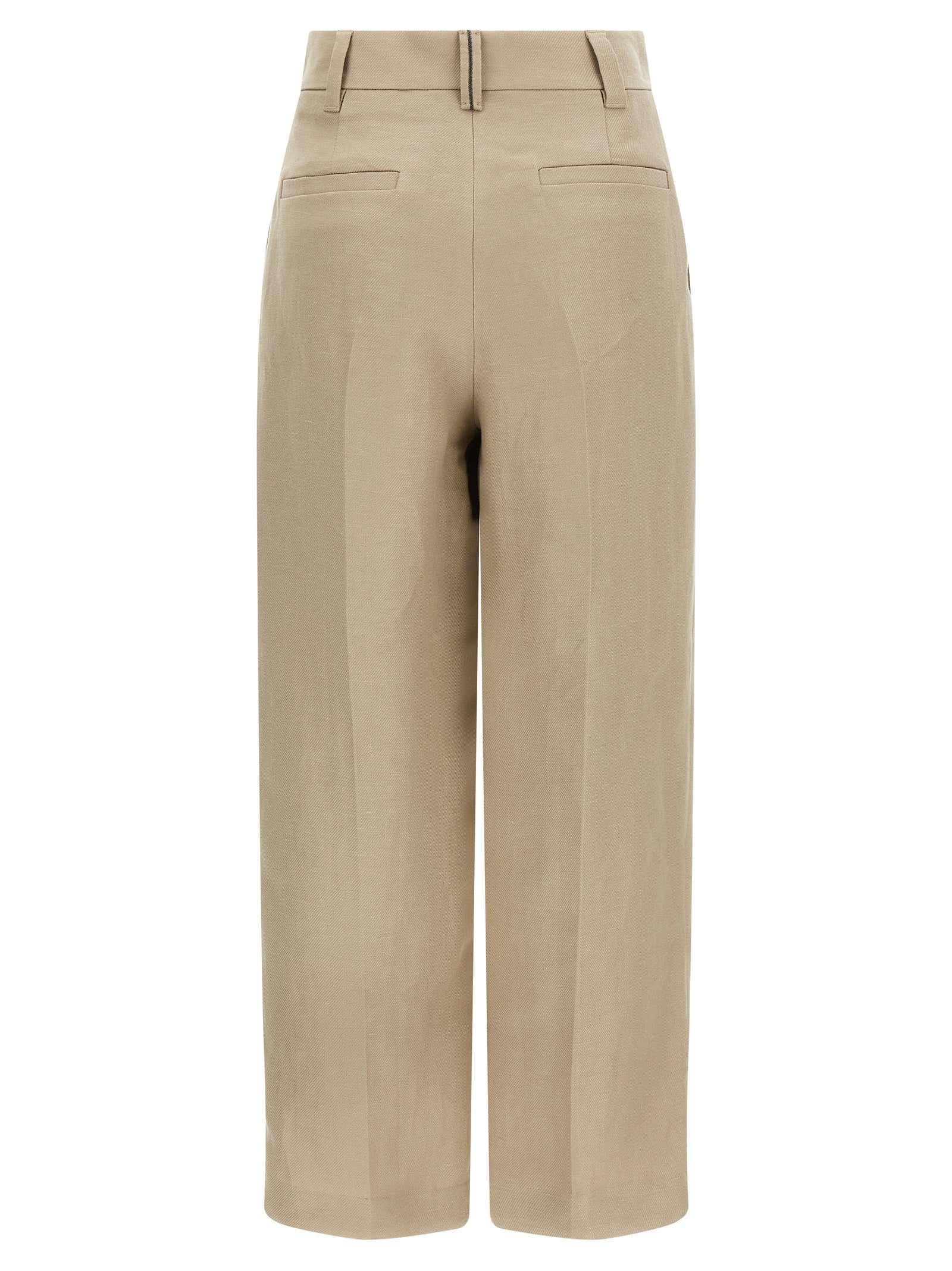 Brunello Cucinelli Beige Linen Casual Women's Pants