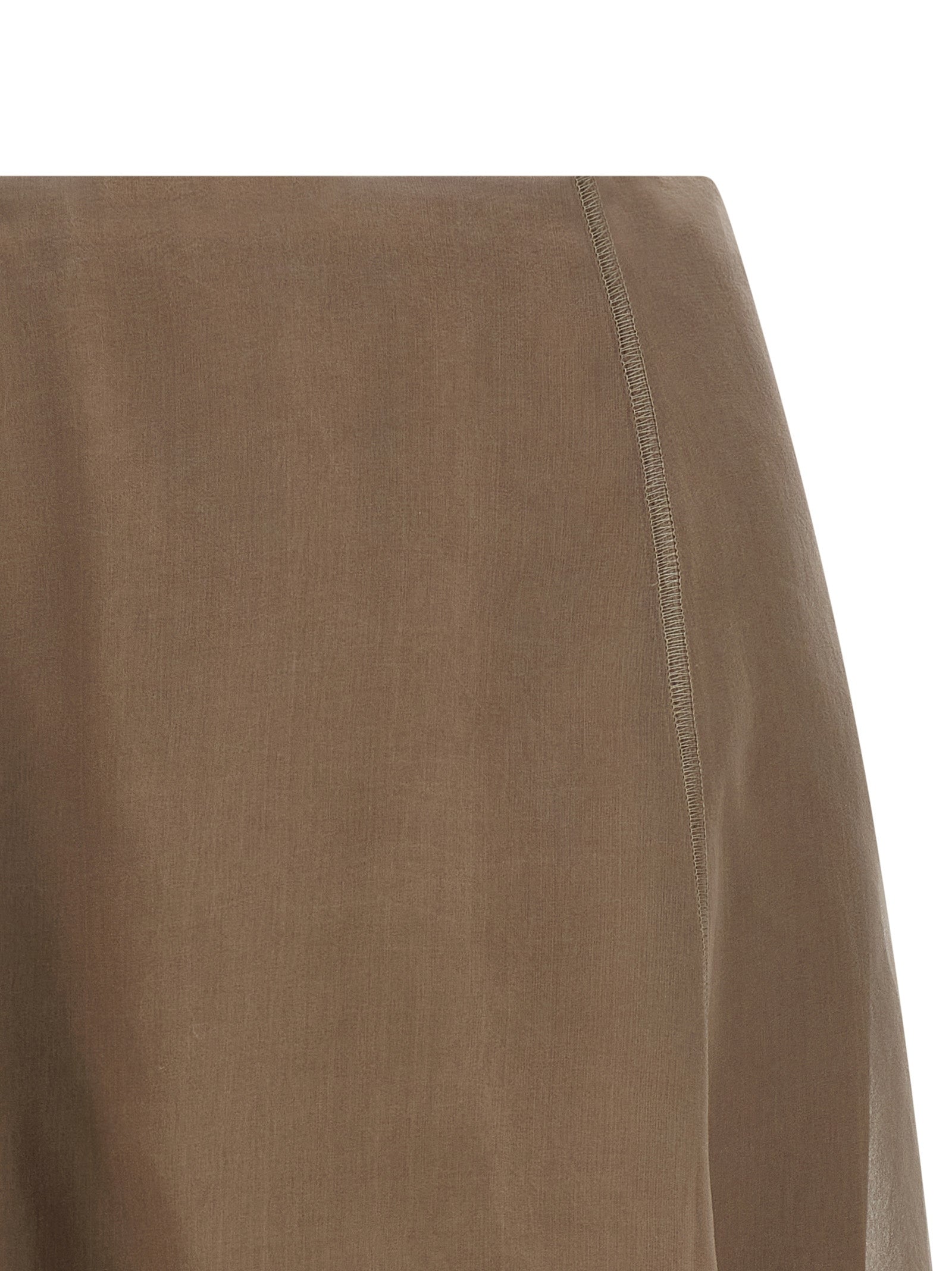 Brunello Cucinelli Beige Silk Midi Women's Skirt