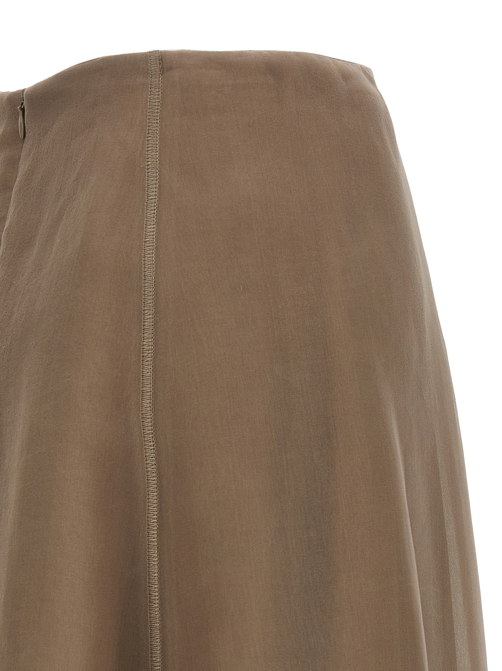 Brunello Cucinelli Beige Silk Midi Women's Skirt
